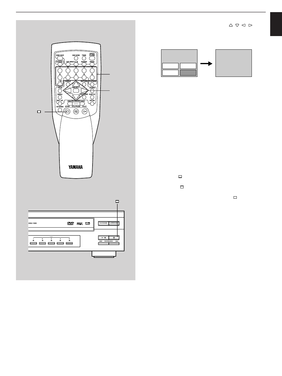 Souvenirs, English, Basic operation | Press stop ( ), Stop ( ), For video cds press return | Yamaha DVD-C900 User Manual | Page 21 / 74