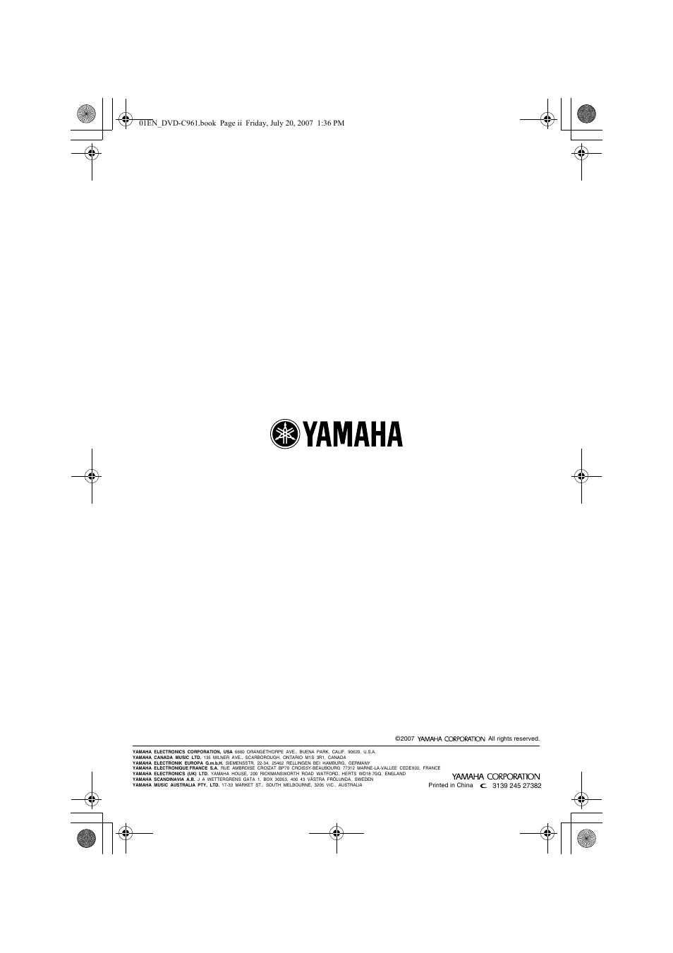 Yamaha DVD-C961 User Manual | Page 51 / 51