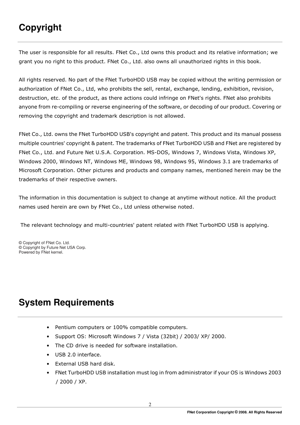 Copyright, System requirements | ADATA Elite NH03 User Manual | Page 2 / 12