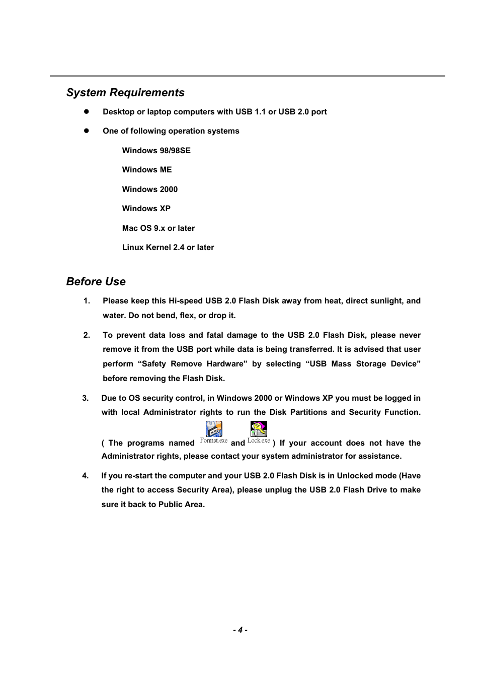 System requirements, Before use | ADATA Nobility PD17 User Manual | Page 4 / 15