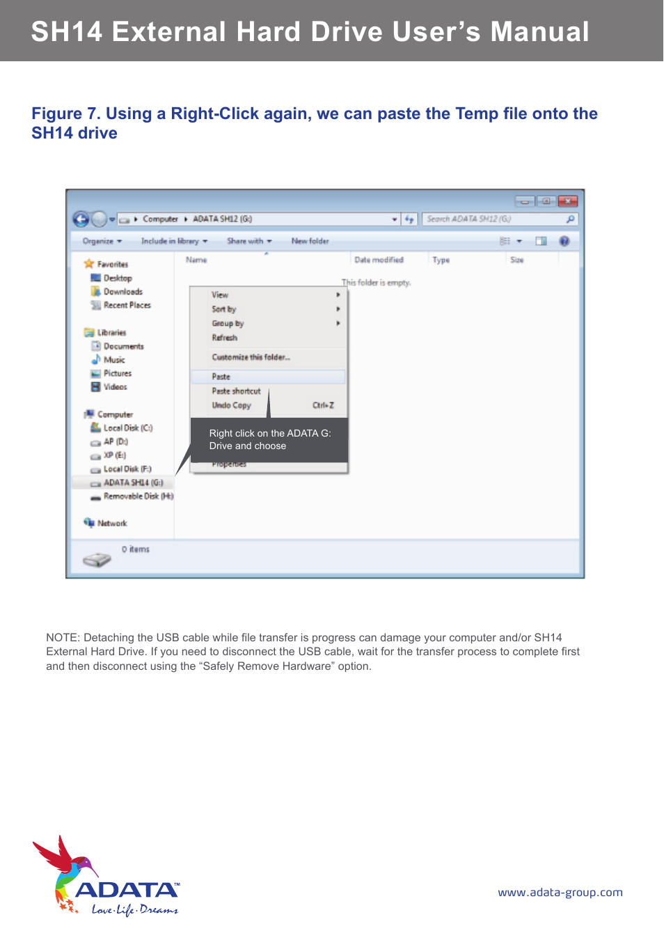 Sh14 external hard drive user’s manual | ADATA SH14 User Manual | Page 13 / 18