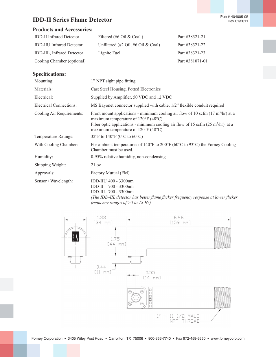 Idd-ii series flame detector | Forney IDD-II User Manual | Page 2 / 2
