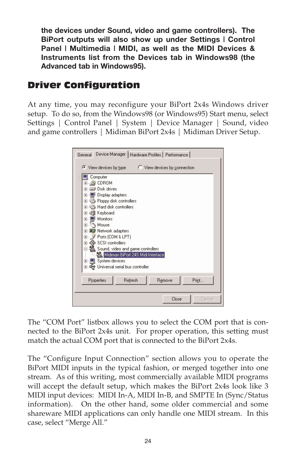 Driver configuration | M-AUDIO Biport 2x4s User Manual | Page 24 / 48