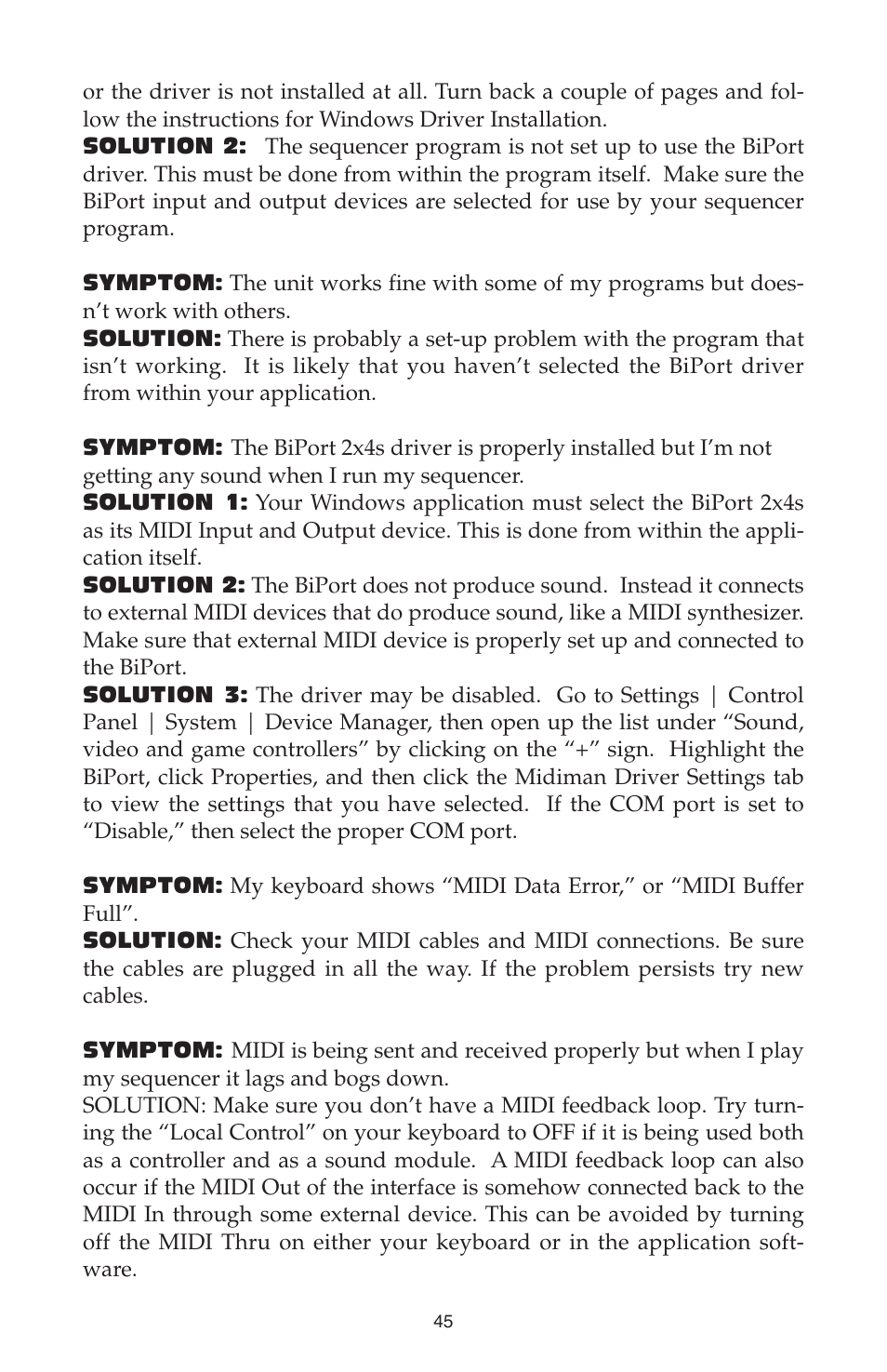 M-AUDIO Biport 2x4s User Manual | Page 45 / 48