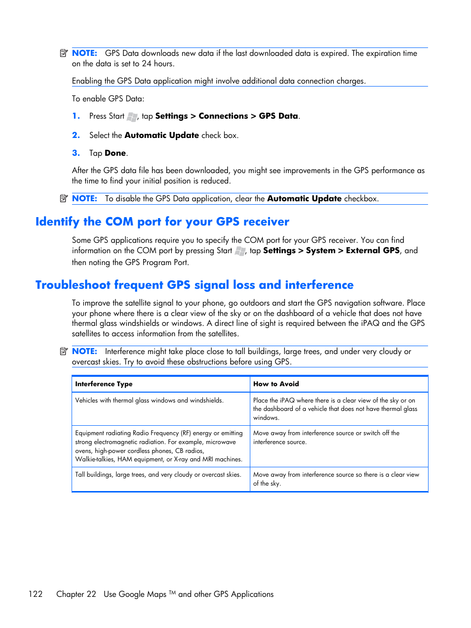 Identify the com port for your gps receiver | HP iPAQ Glisten User Manual | Page 134 / 185