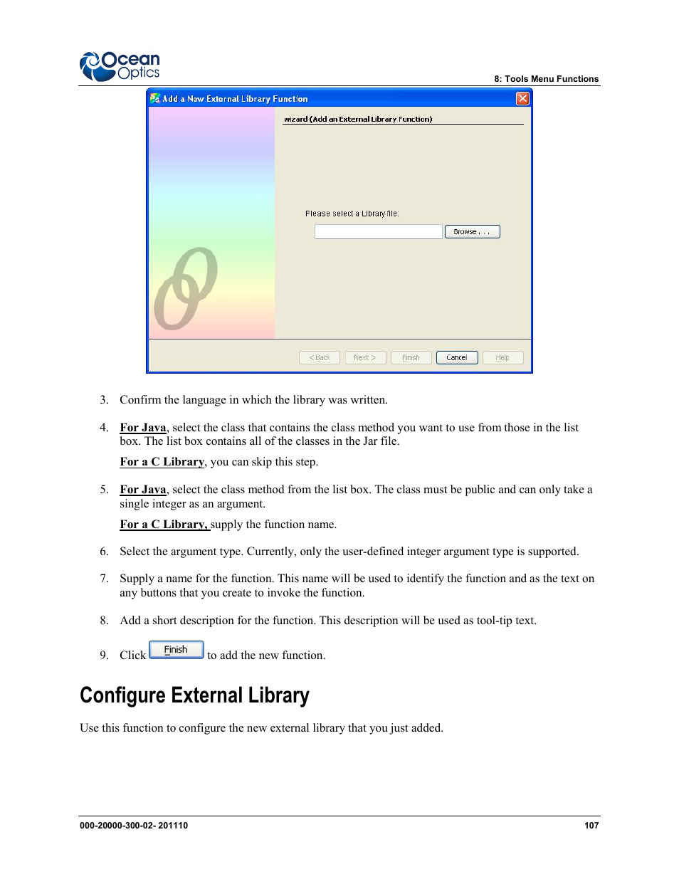 Configure external library | Ocean Optics SpectraSuite User Manual | Page 119 / 198