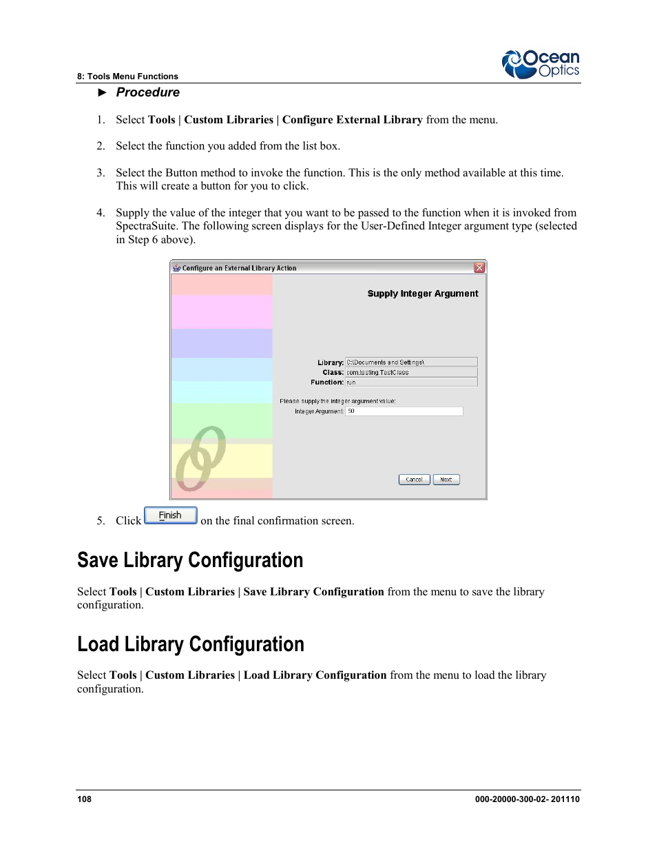 Save library configuration, Load library configuration | Ocean Optics SpectraSuite User Manual | Page 120 / 198