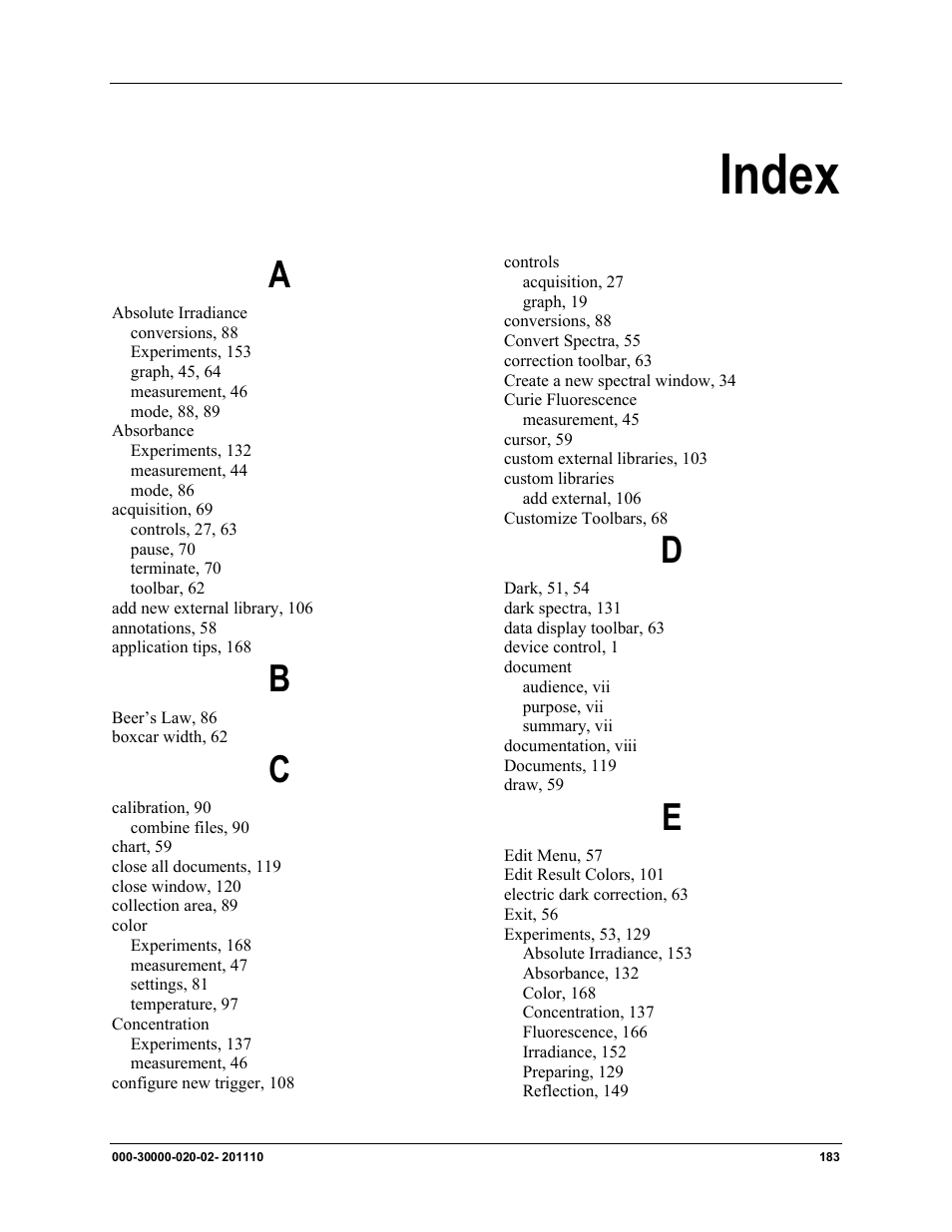 Index | Ocean Optics SpectraSuite User Manual | Page 195 / 198