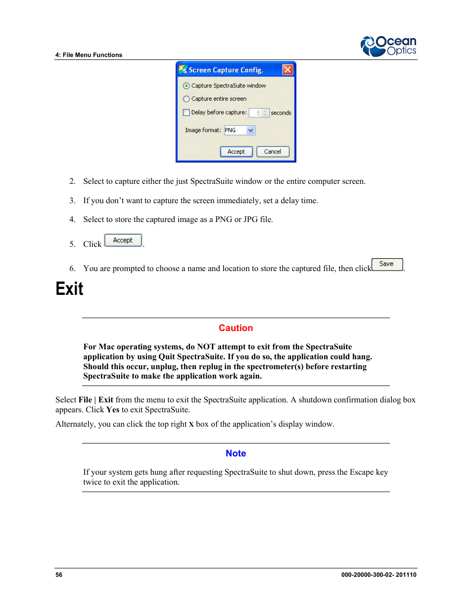 Exit | Ocean Optics SpectraSuite User Manual | Page 68 / 198