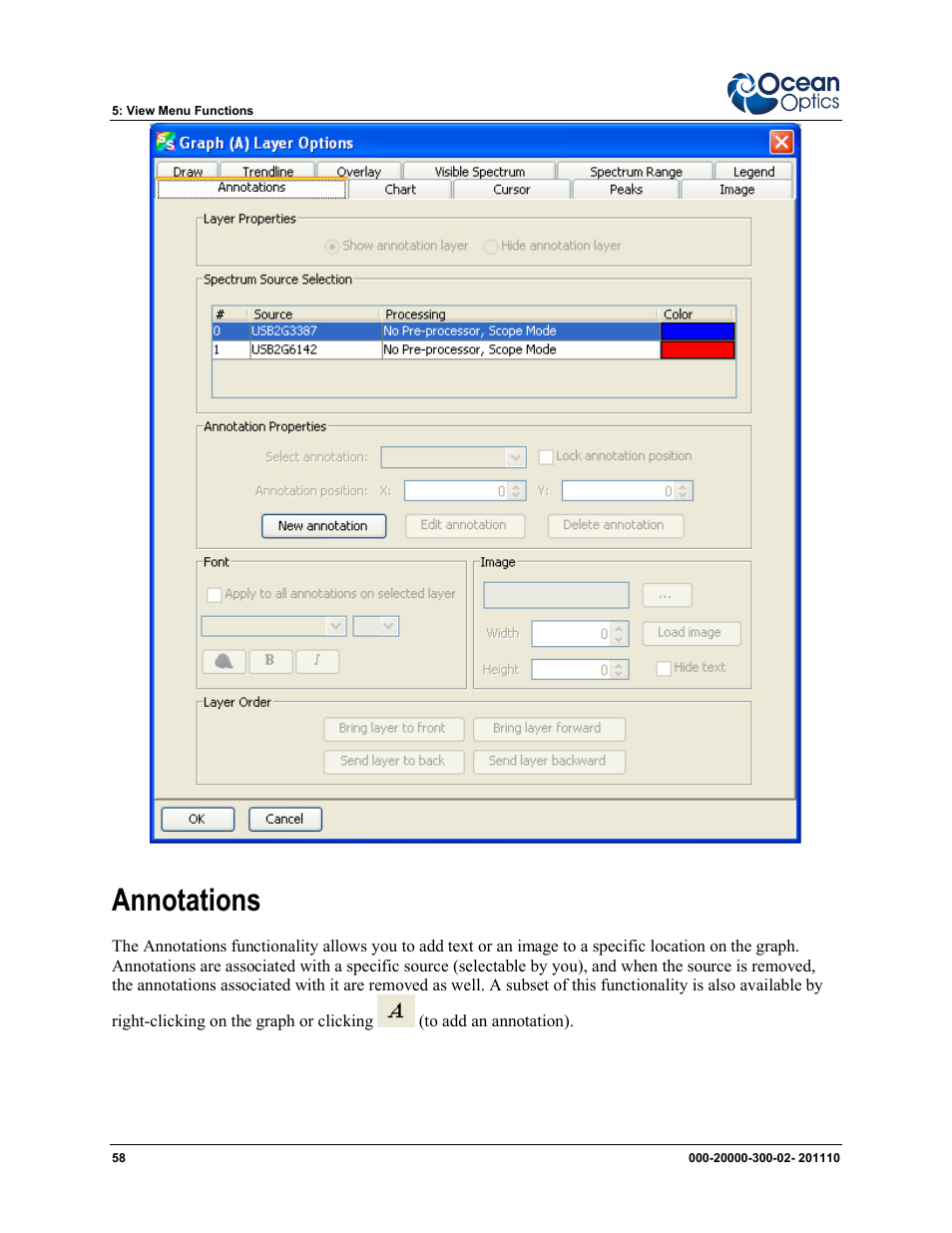 Annotations | Ocean Optics SpectraSuite User Manual | Page 70 / 198