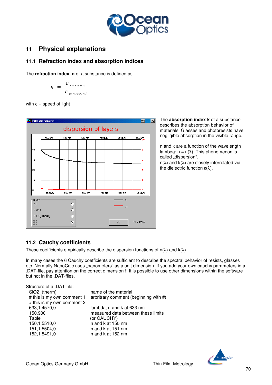 Physical explanations, Cn c | Ocean Optics NanoCalc User Manual | Page 71 / 81