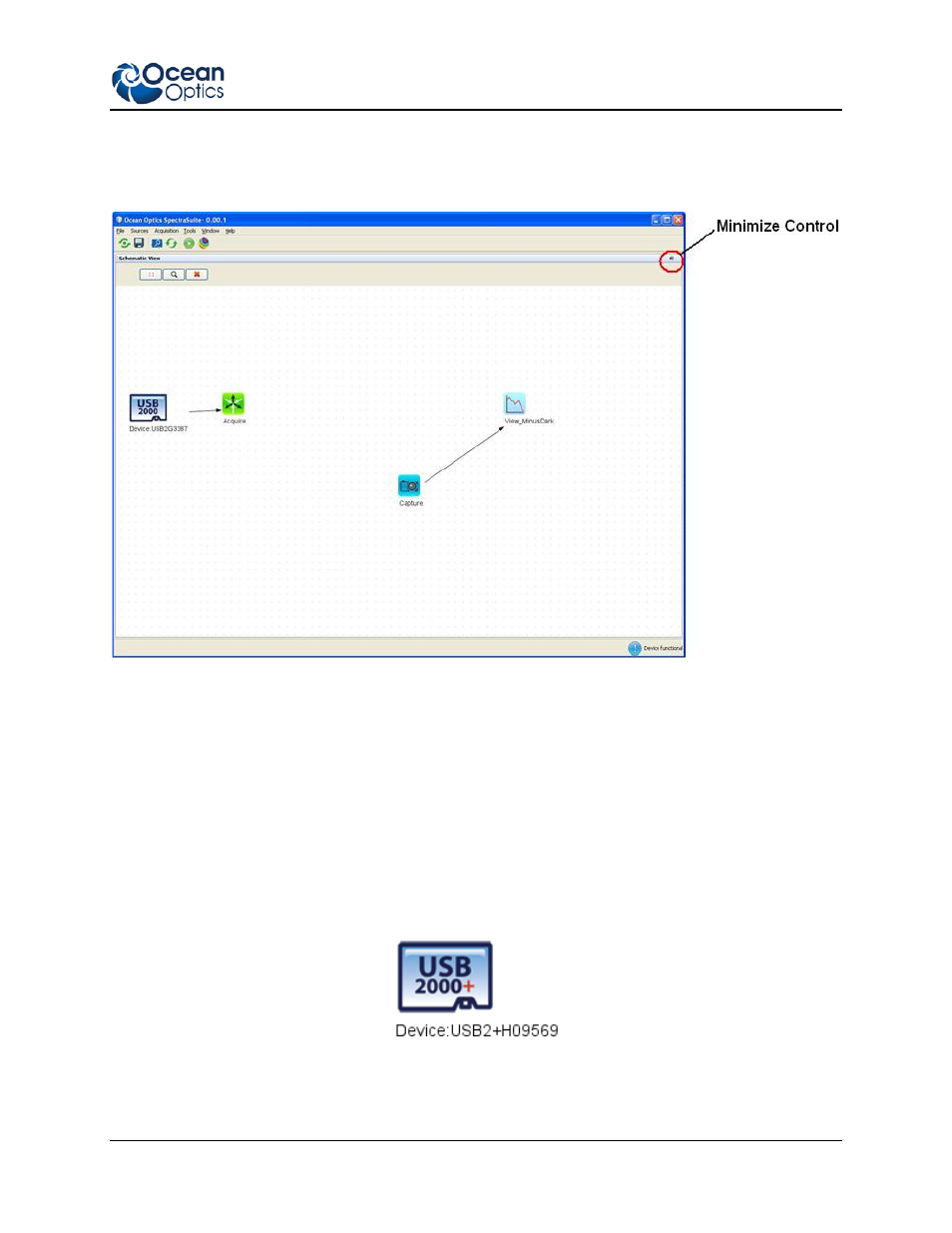 Minimizing, Schematic icons, Devices | Ocean Optics Ocean View Install User Manual | Page 73 / 110