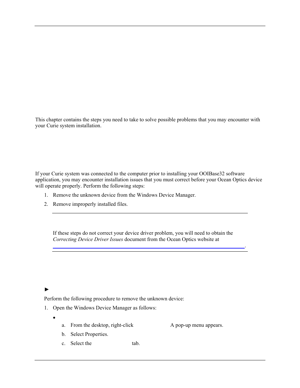 Troubleshooting, Introduction, Chapter 4: troubleshooting | Chapter 4 | Ocean Optics Curie UV-VIS Emission User Manual | Page 39 / 60
