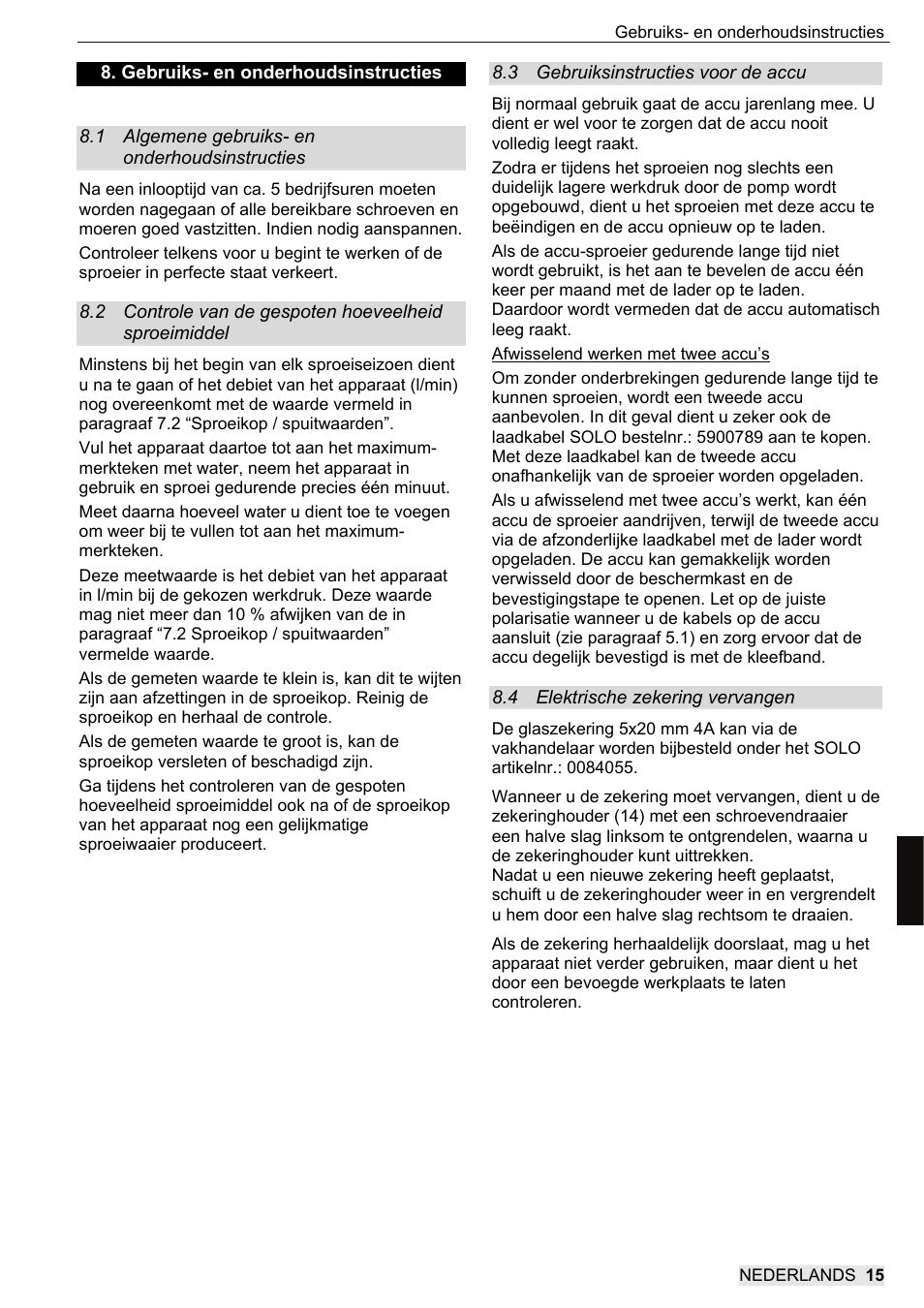 SOLO 416 Rückentragbare Akku-Druckspritze User Manual | Page 95 / 100