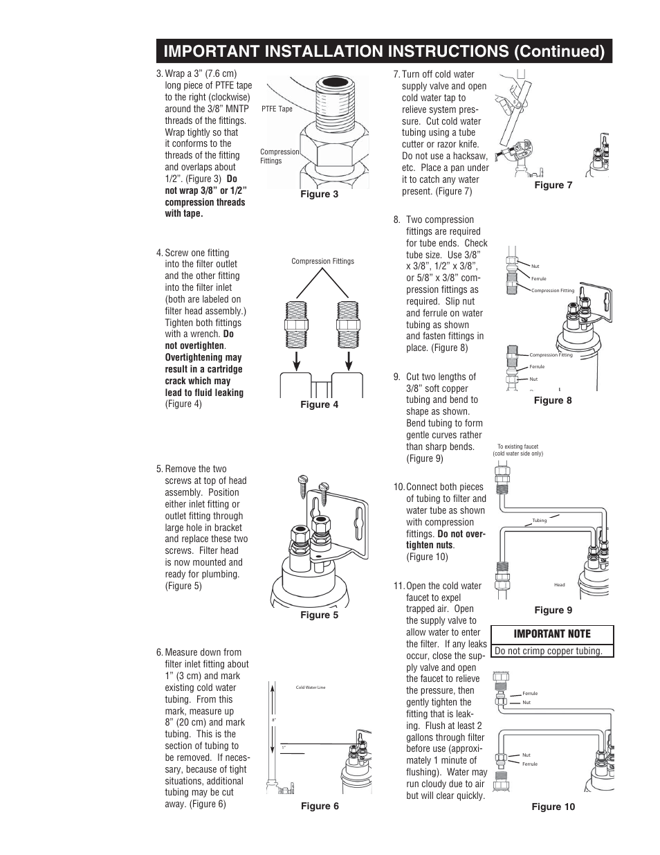 Important installation instructions (continued) | Aqua-Pure AP510 User Manual | Page 5 / 16