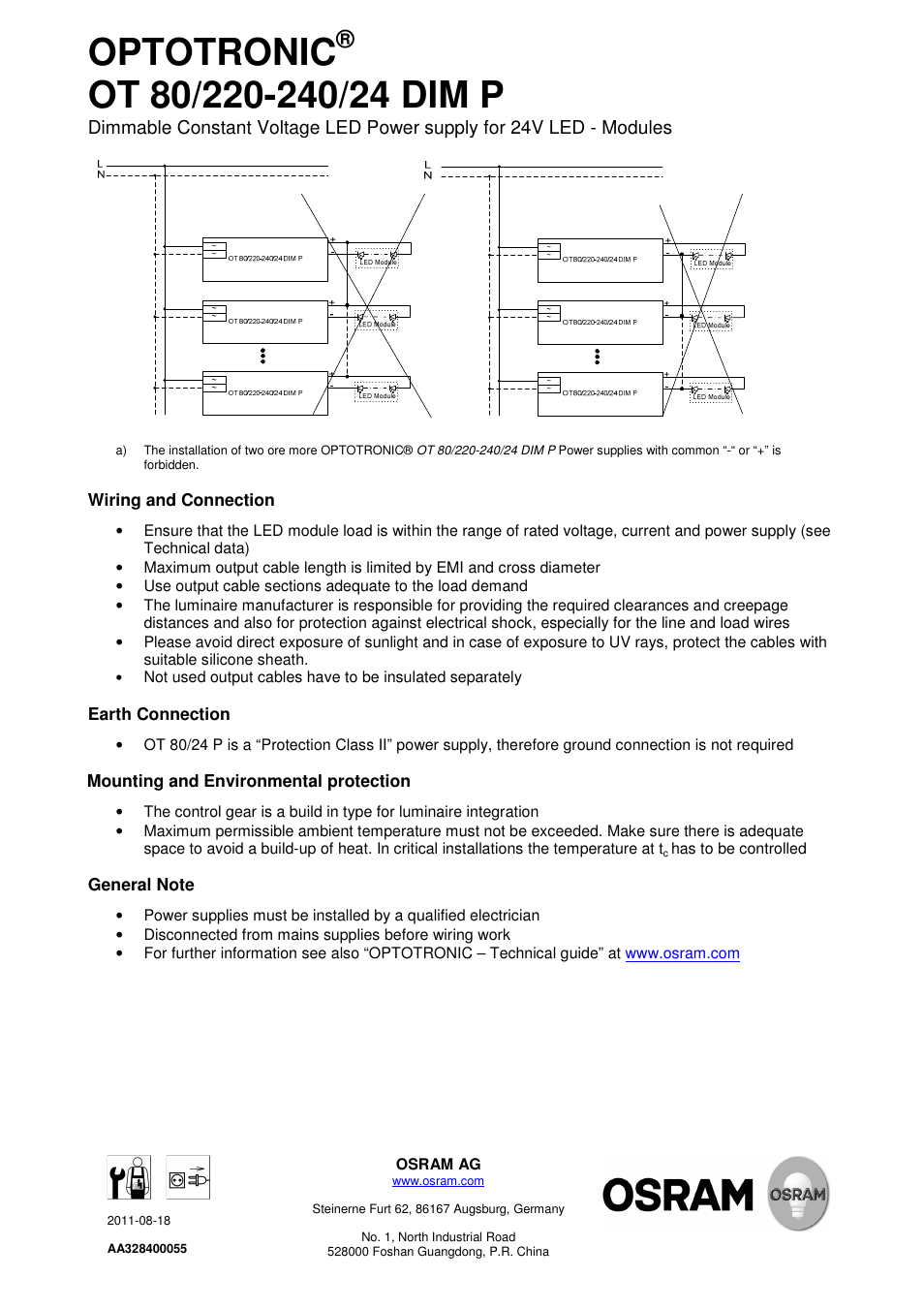Optotronic | OSRAM CV Power supplies with 1…10 V User Manual | Page 3 / 3