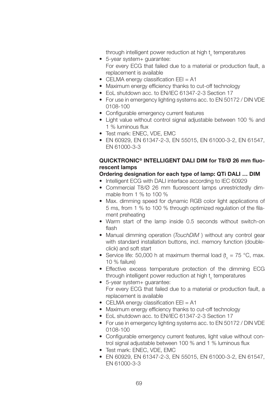 OSRAM QUICKTRONIC INTELLIGENT DIM CFL User Manual | Page 70 / 92