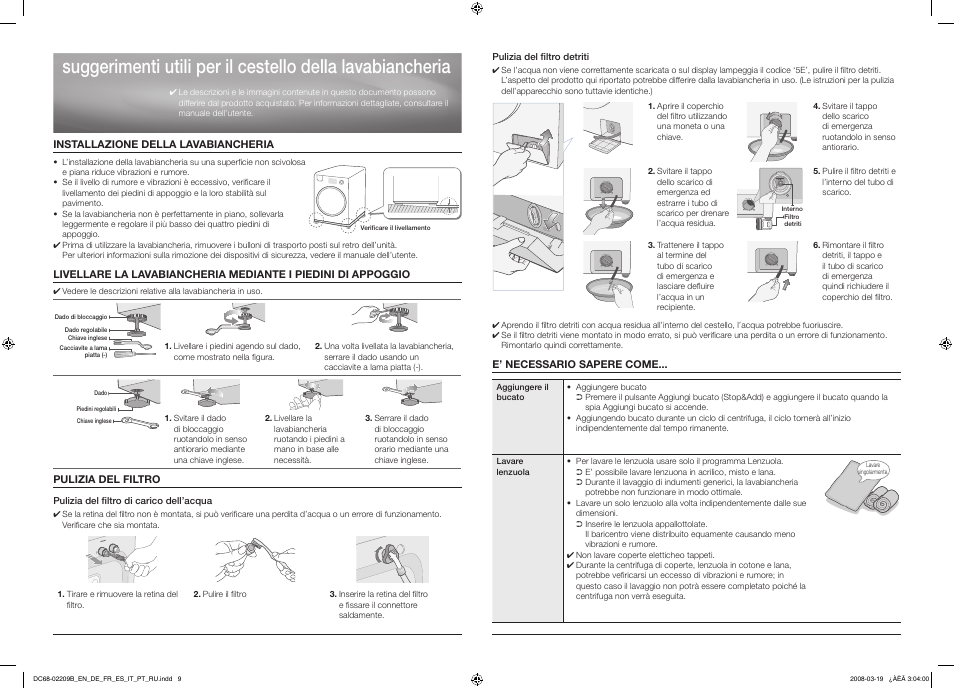 Italian | Samsung WF8592FFC Diamond User Manual | Page 9 / 14