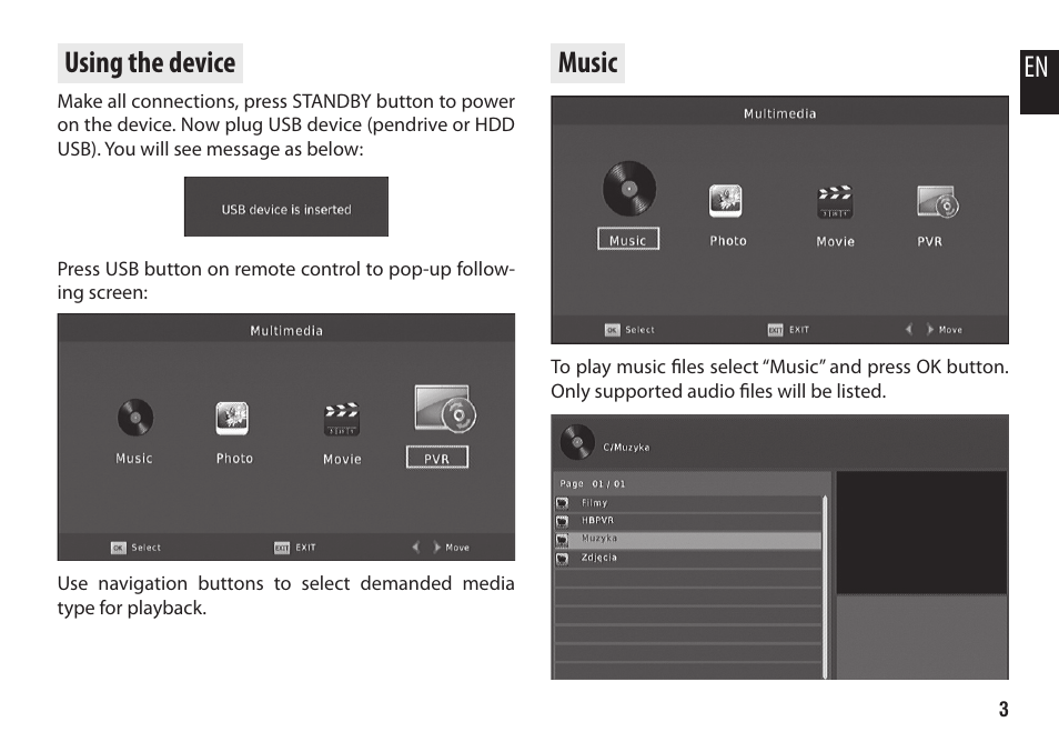 En music using the device | Media-Tech U-SCREEN User Manual | Page 3 / 8