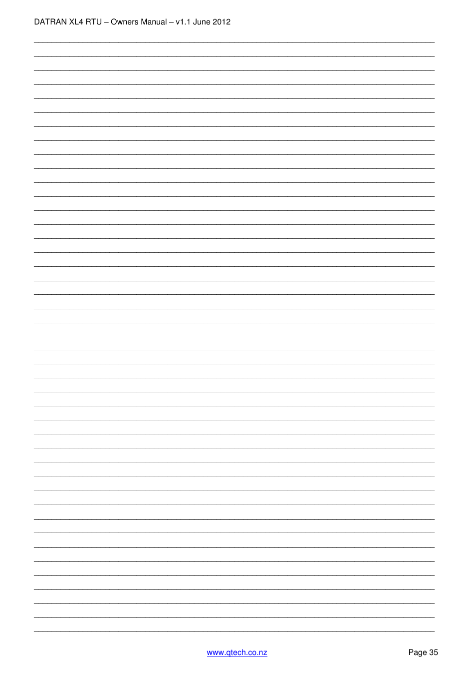 QTech Data Systems DNP3 RTU User Manual | Page 35 / 35