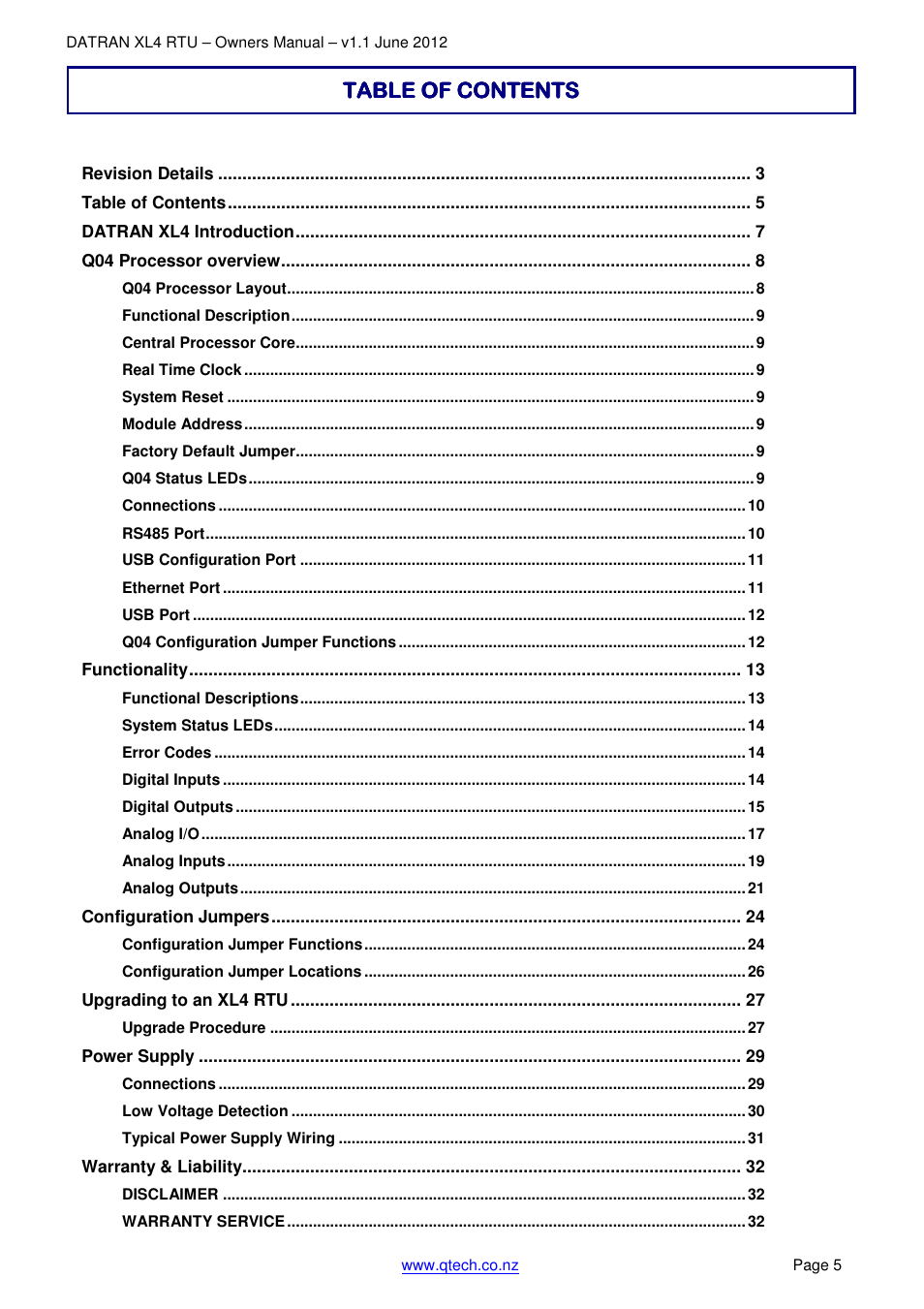 QTech Data Systems DNP3 RTU User Manual | Page 5 / 35