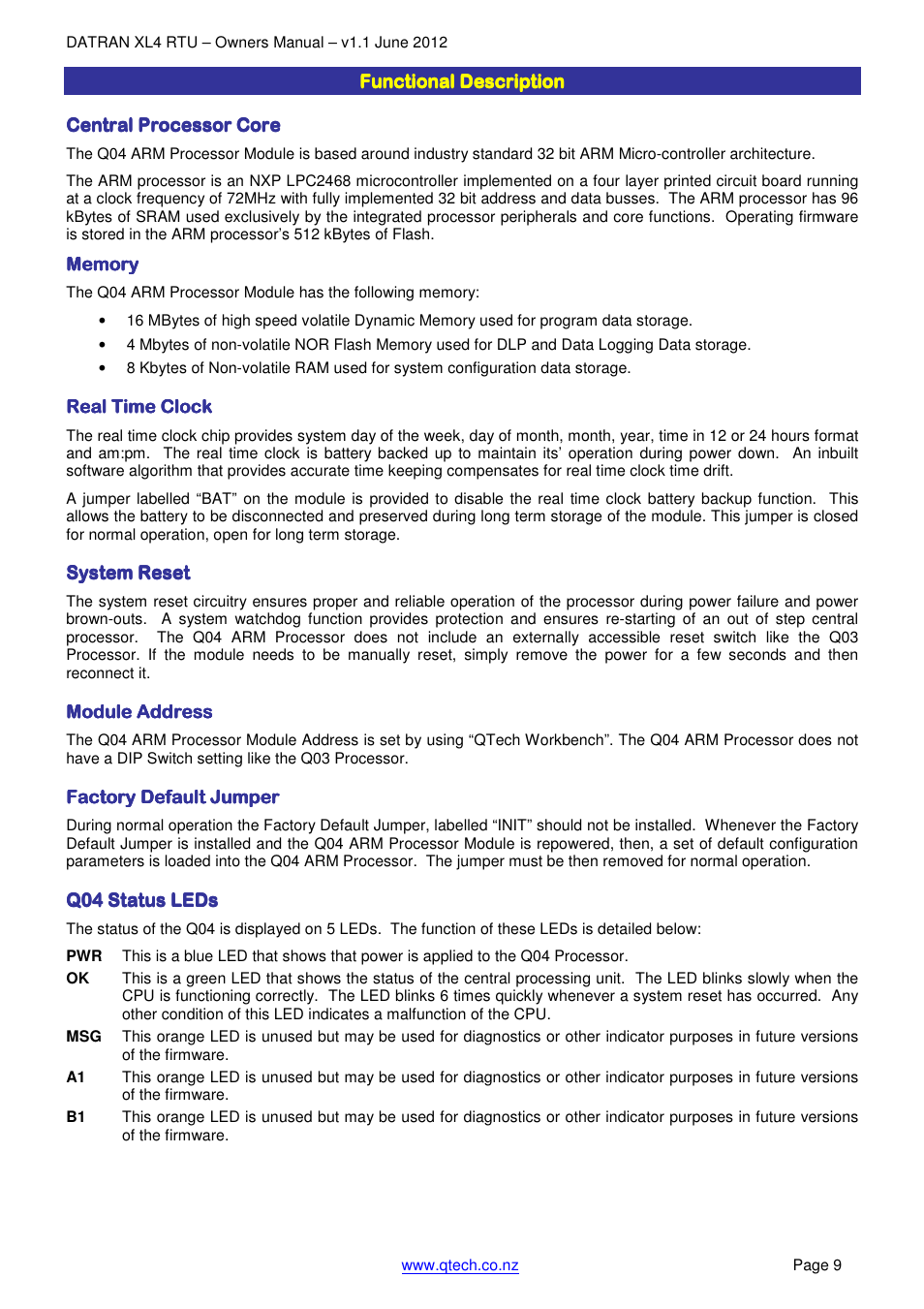 QTech Data Systems DNP3 RTU User Manual | Page 9 / 35