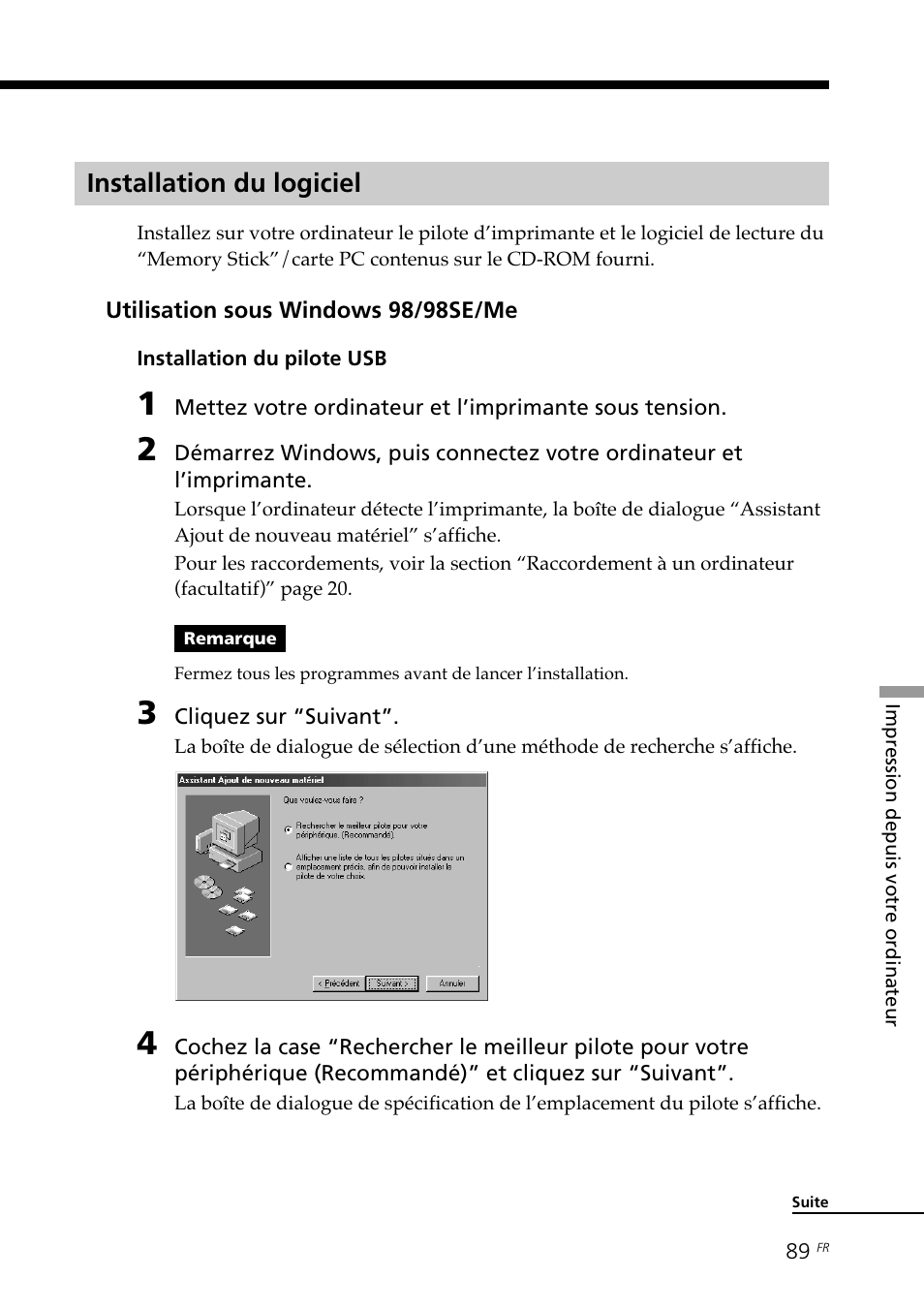 Installation du logiciel | Sony DPP-SV88 User Manual | Page 203 / 344