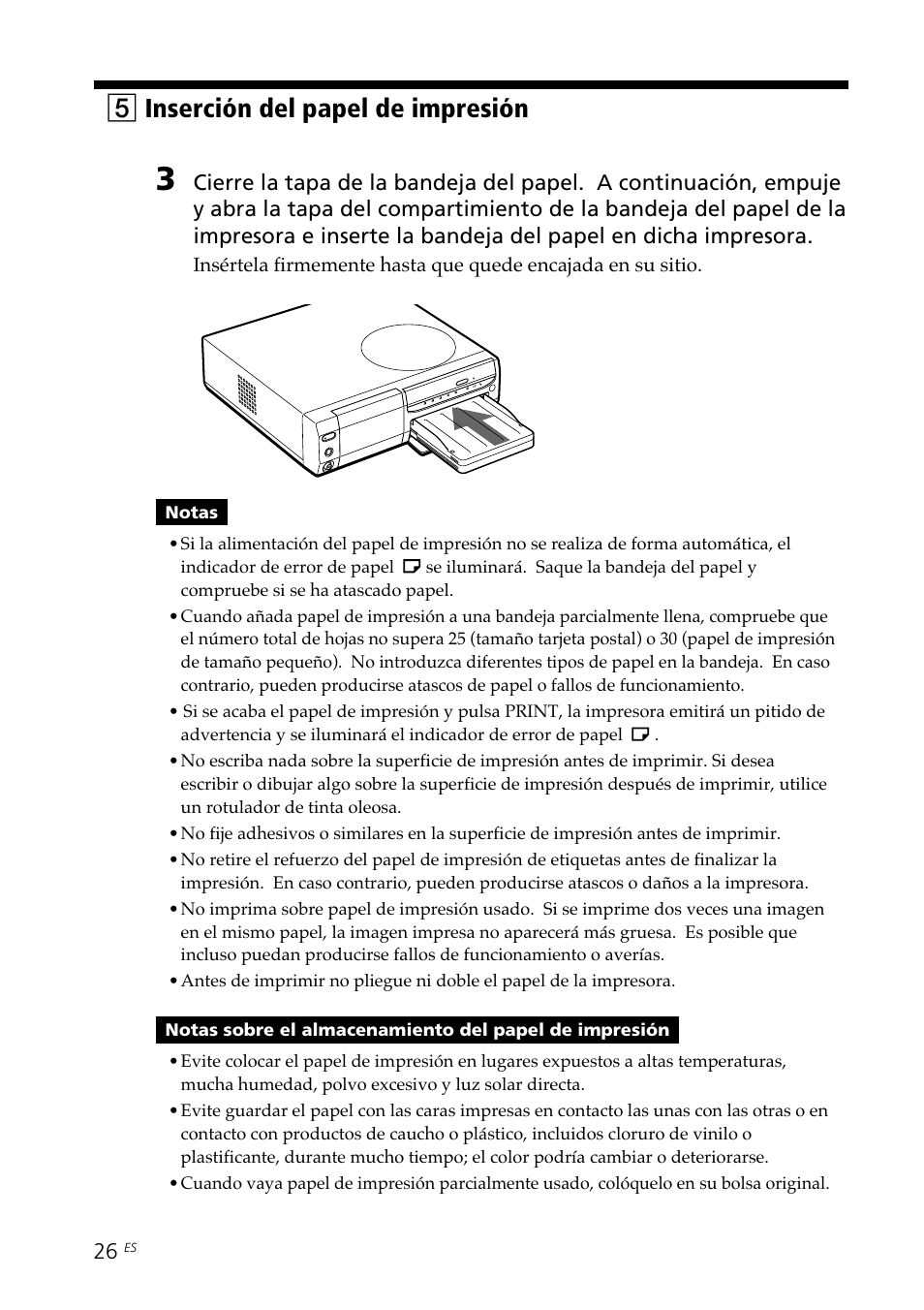 5inserción del papel de impresión | Sony DPP-SV88 User Manual | Page 254 / 344