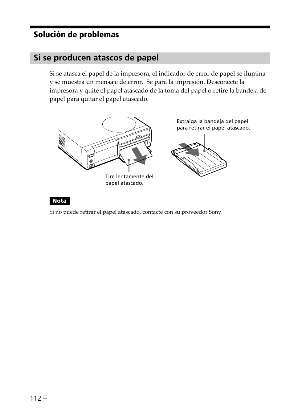 Si se producen atascos de papel | Sony DPP-SV88 User Manual | Page 340 / 344