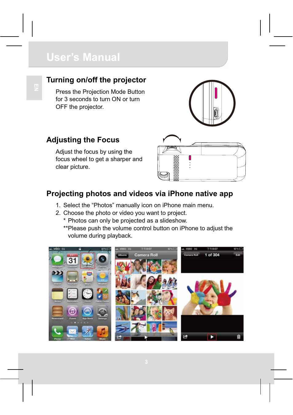 User’s manual | AIPTEK MobileCinema i50S User Manual | Page 8 / 65