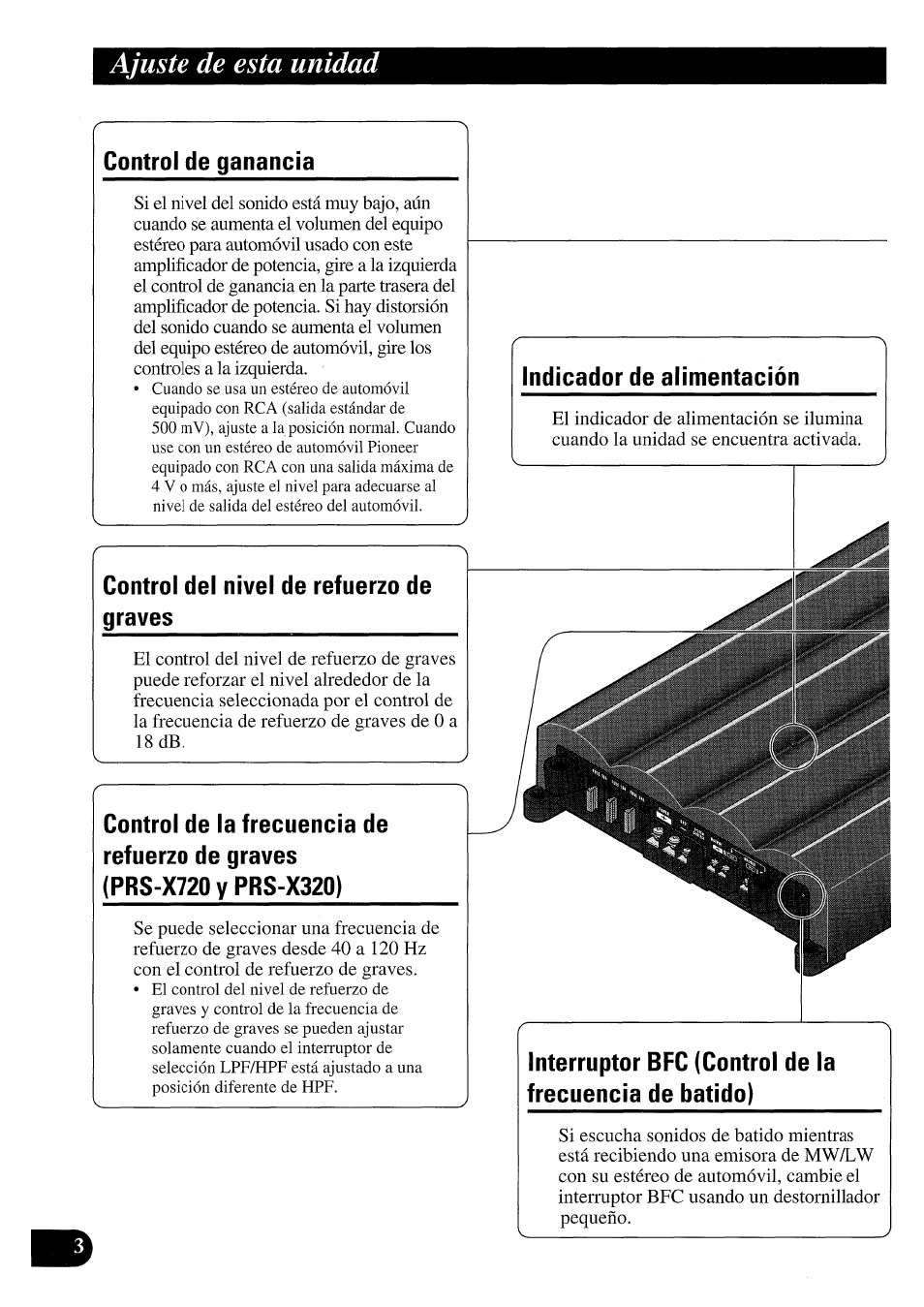 Ajuste de esta unidad | Pioneer PRS-X220 User Manual | Page 16 / 88