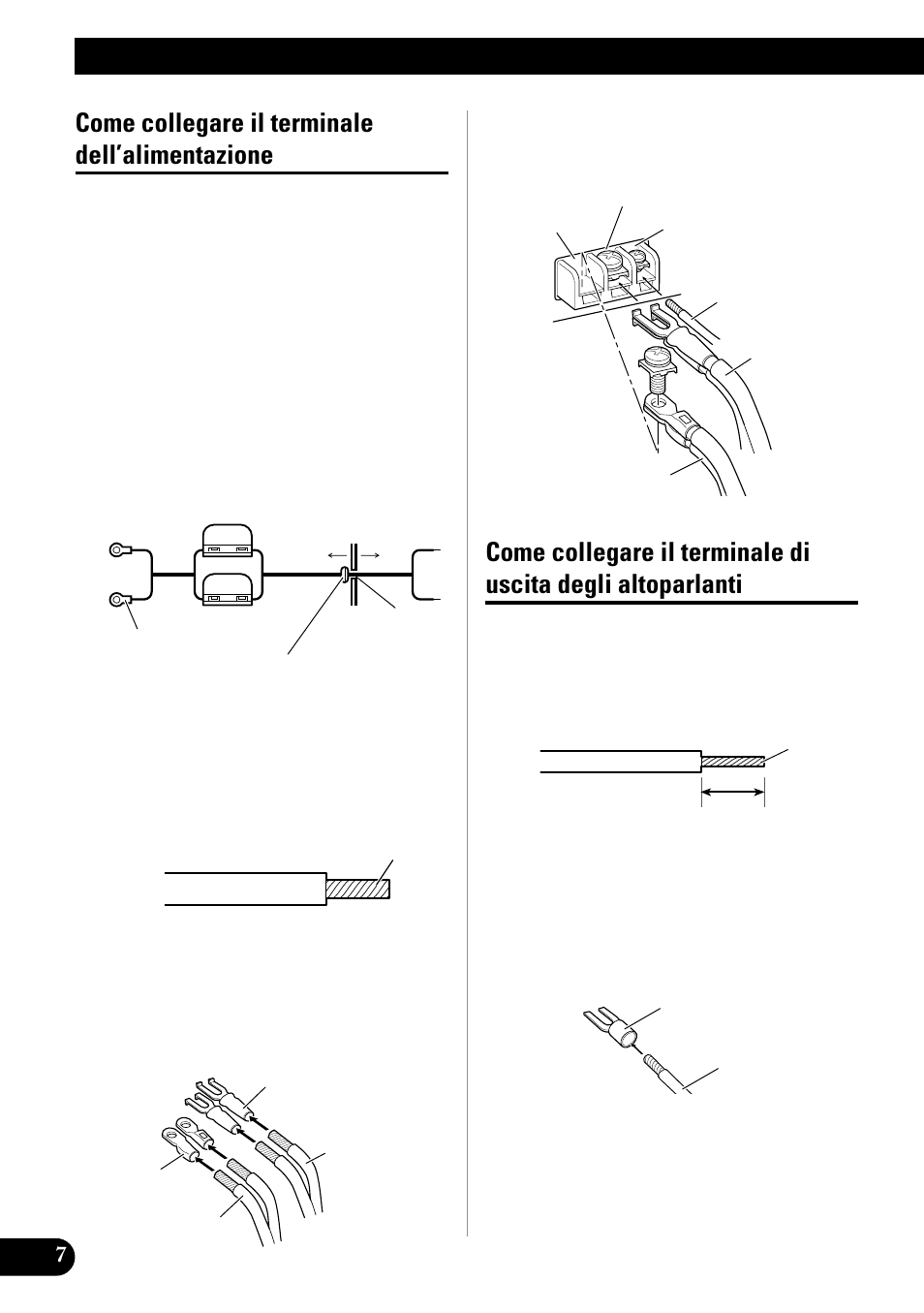 Come collegare il terminale, Dell’alimentazione, Come collegare il terminale di uscita degli | Altoparlanti, Come collegare l’unità, Come collegare il terminale dell’alimentazione | Pioneer GM-X552 User Manual | Page 56 / 76