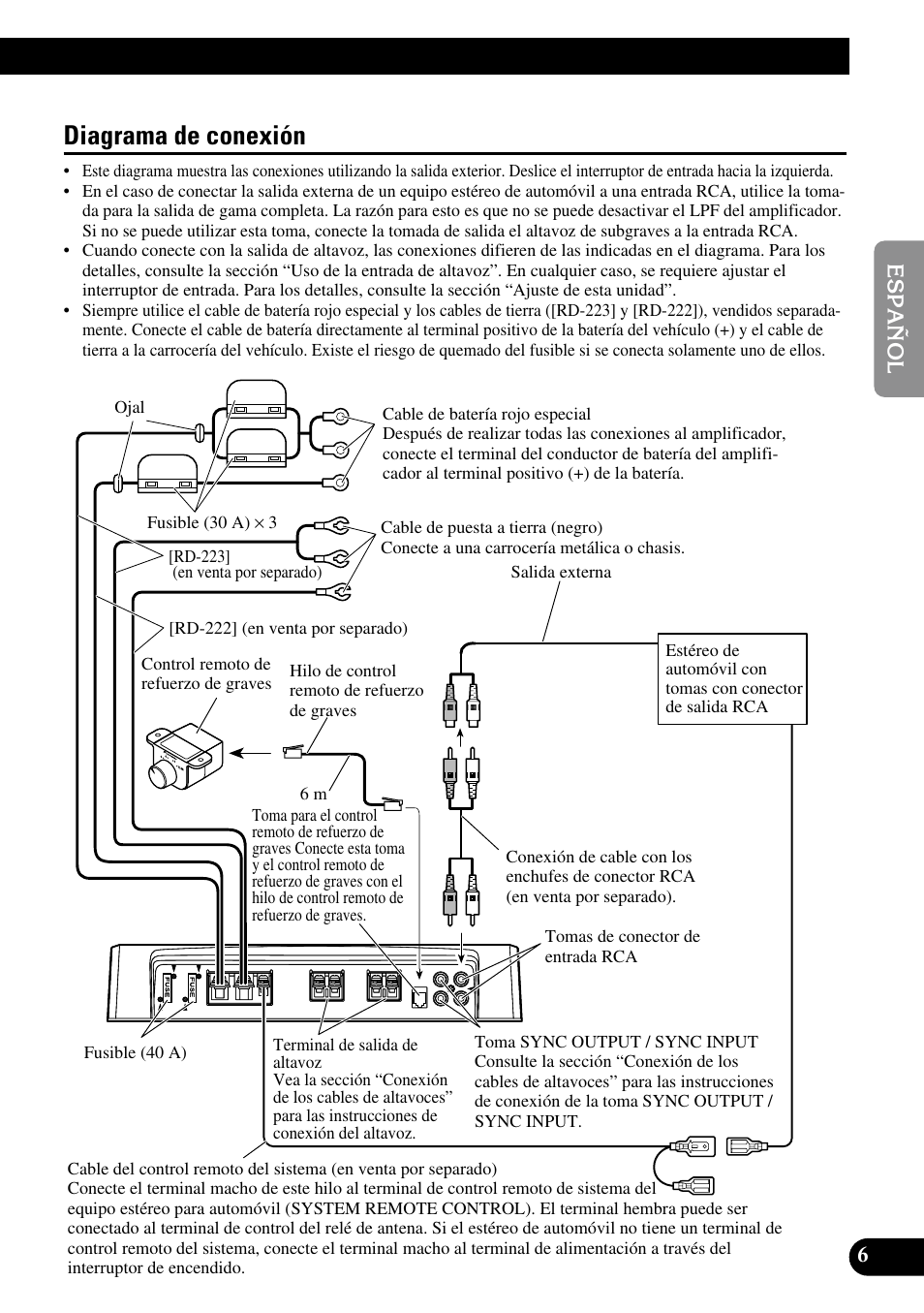 Diagrama de conexión | Pioneer PRS-D1000M User Manual | Page 23 / 114
