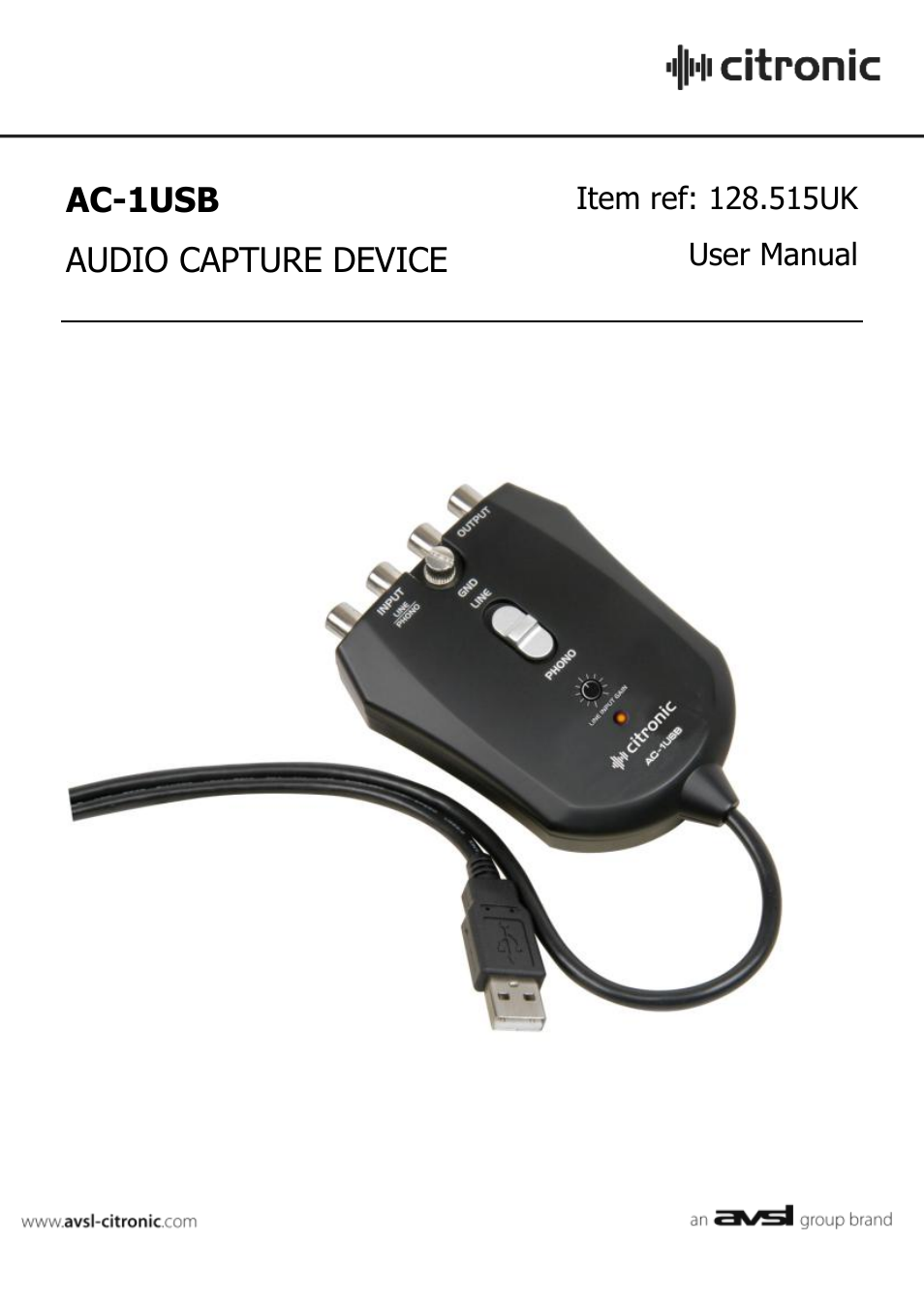 AVSL Citronic AC-1USB User Manual | 6 pages