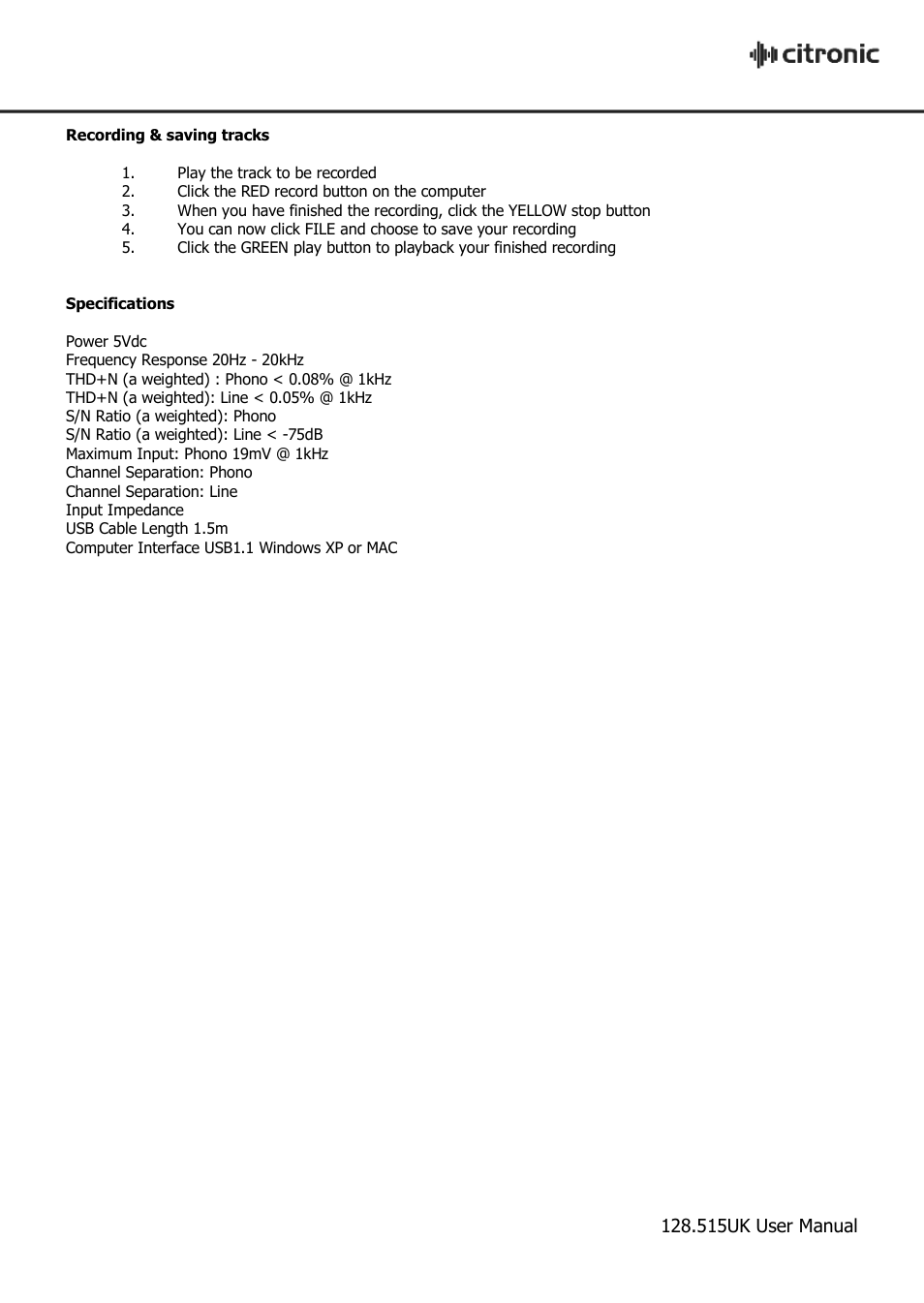 AVSL Citronic AC-1USB User Manual | Page 3 / 6