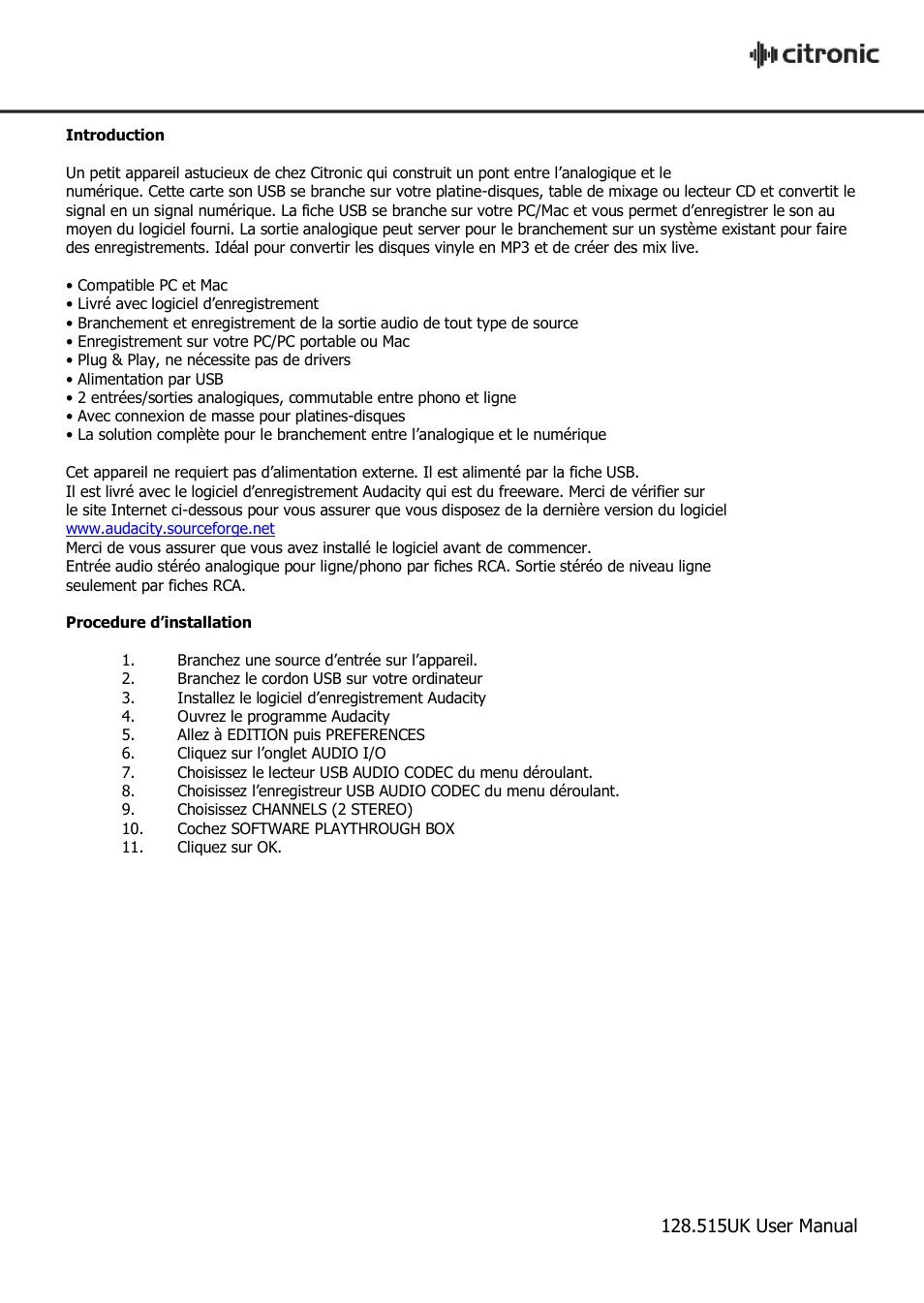 AVSL Citronic AC-1USB User Manual | Page 5 / 6