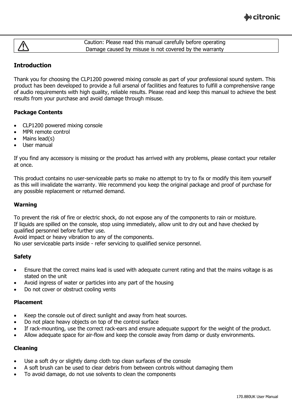 AVSL 170.880 CLP1200 User Manual | Page 2 / 16