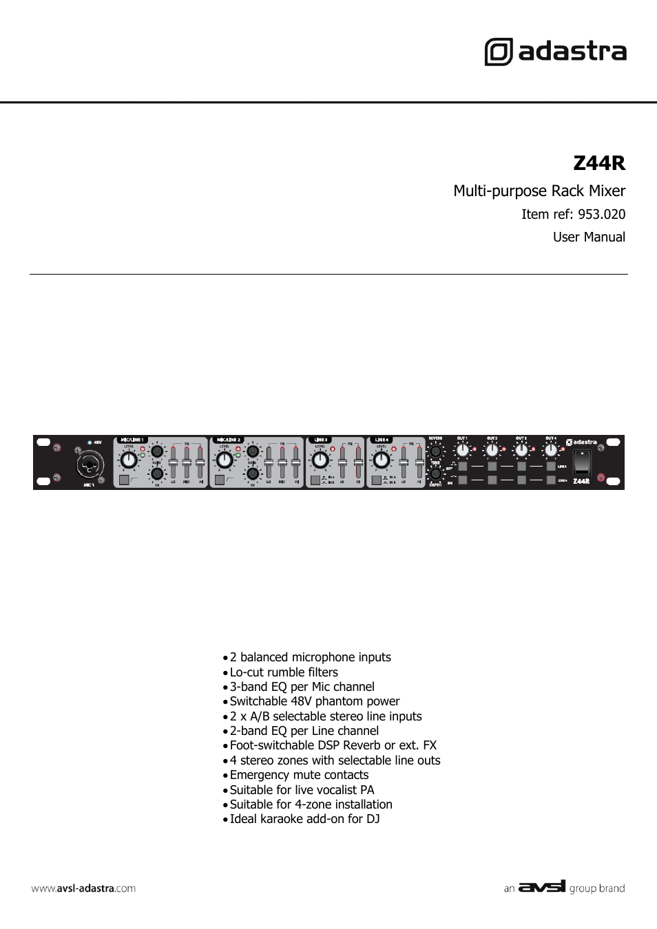 AVSL 953.020 Z44R User Manual | 6 pages