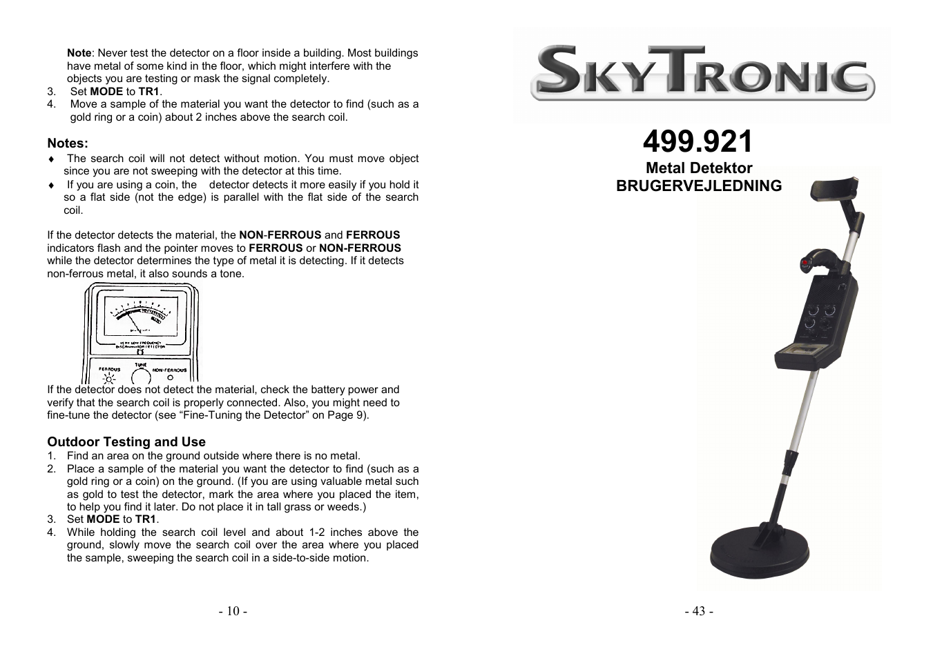 AVSL 499.921 PROFESSIONAL METAL DETECTOR User Manual | Page 10 / 26