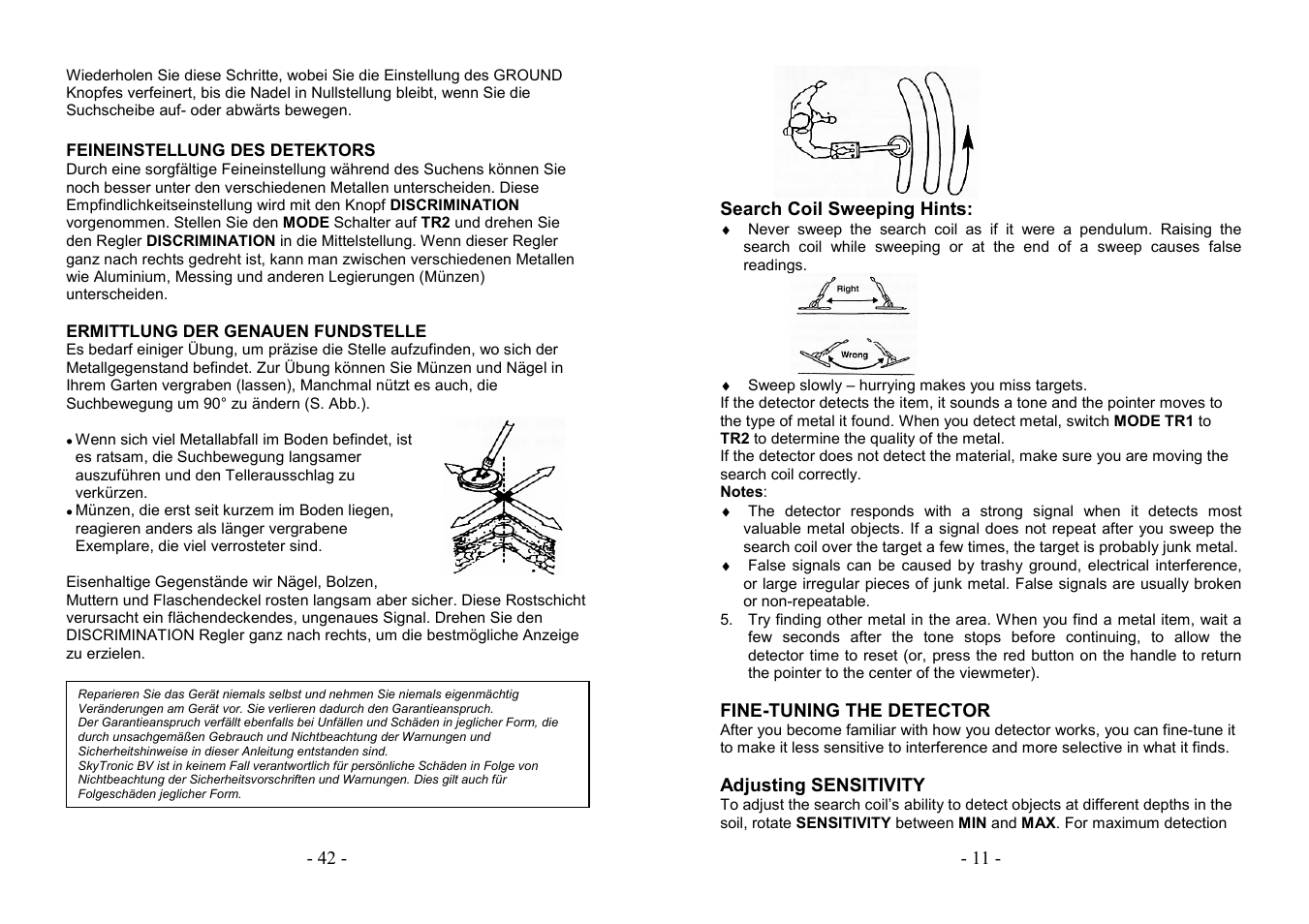 AVSL 499.921 PROFESSIONAL METAL DETECTOR User Manual | Page 11 / 26