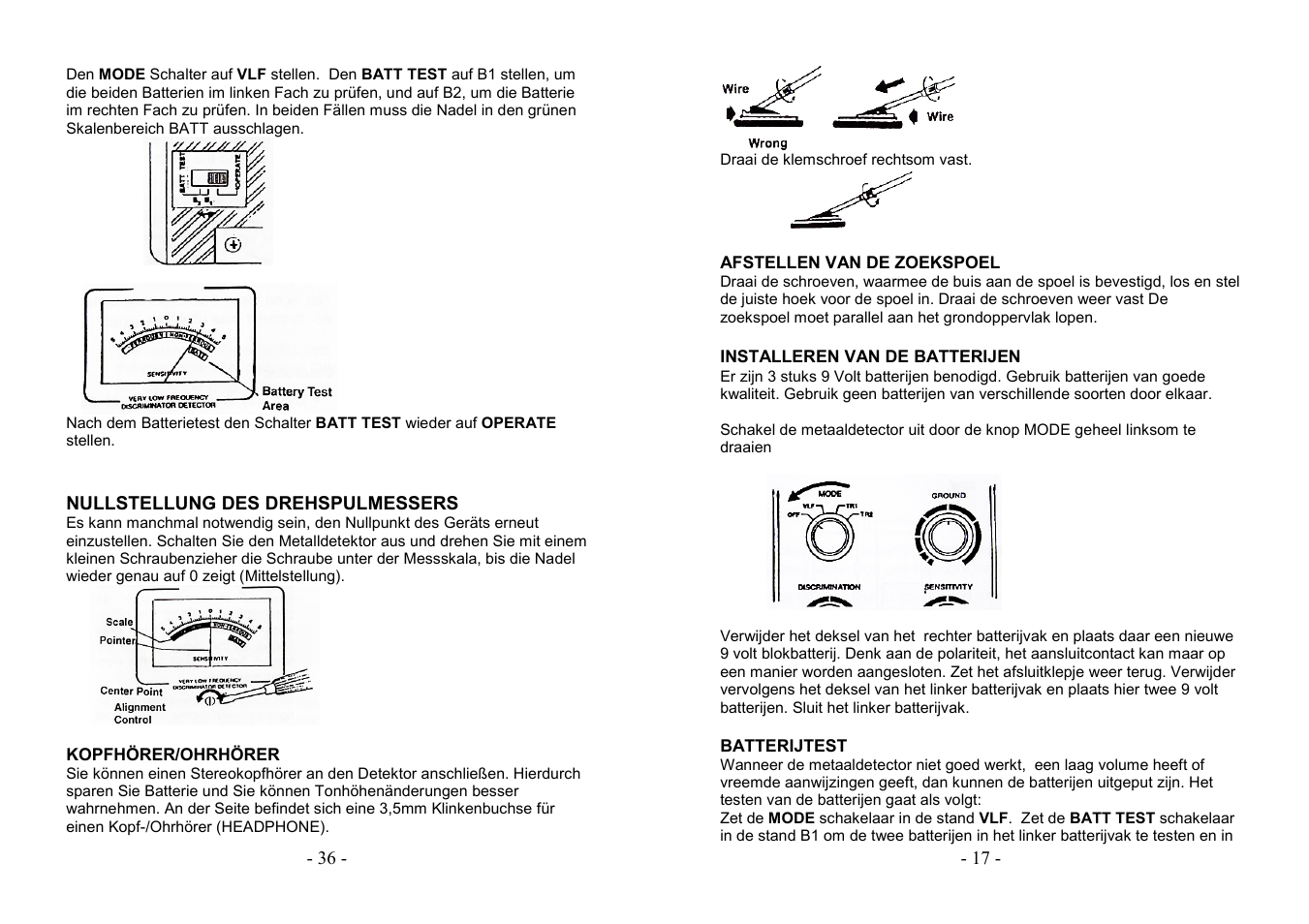 AVSL 499.921 PROFESSIONAL METAL DETECTOR User Manual | Page 17 / 26