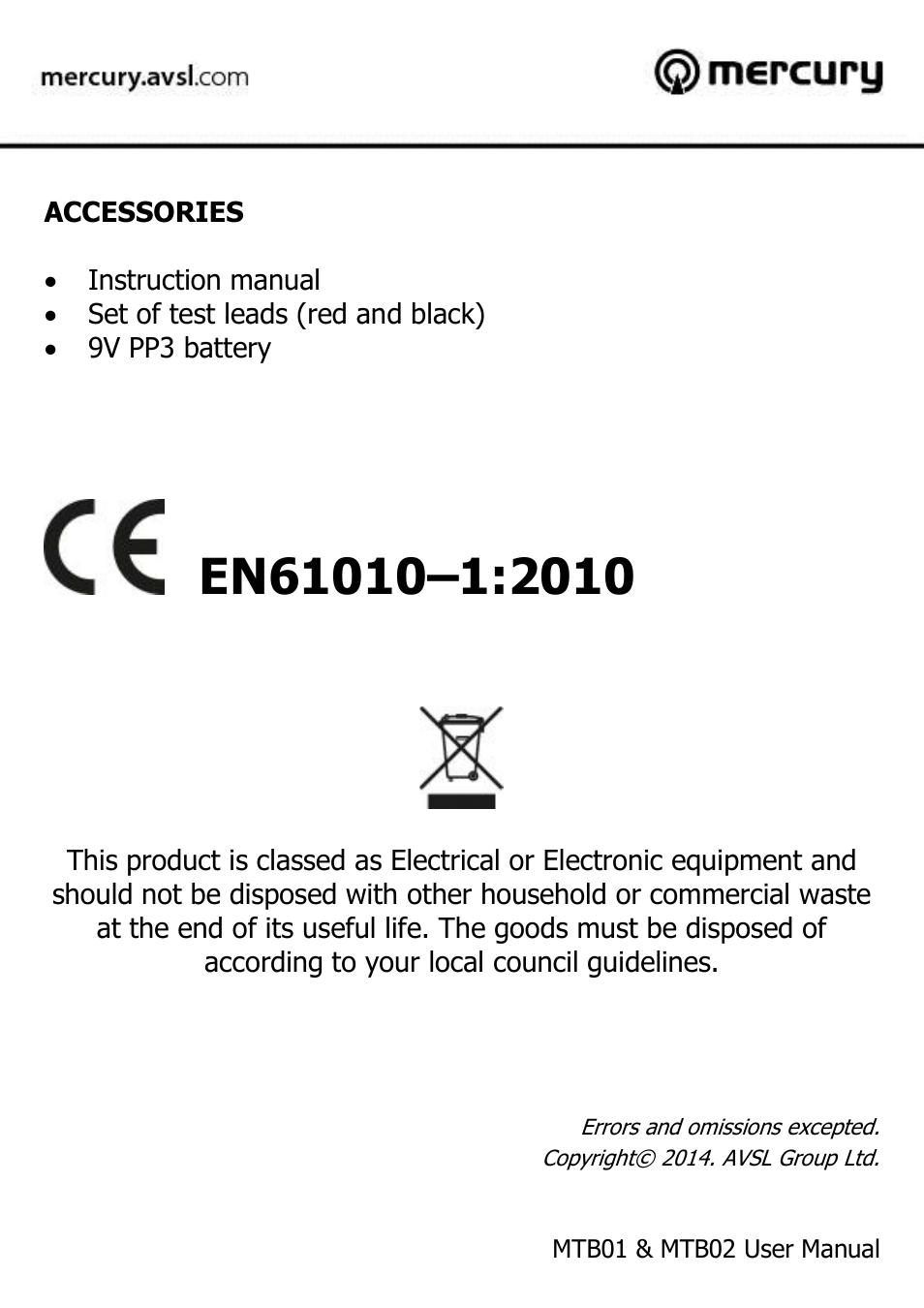 AVSL 600.102 MTB02 User Manual | Page 10 / 10