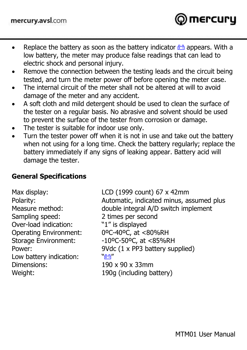 AVSL 600.100 MTM01 User Manual | Page 3 / 12