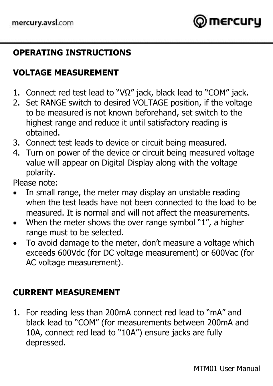 AVSL 600.100 MTM01 User Manual | Page 8 / 12