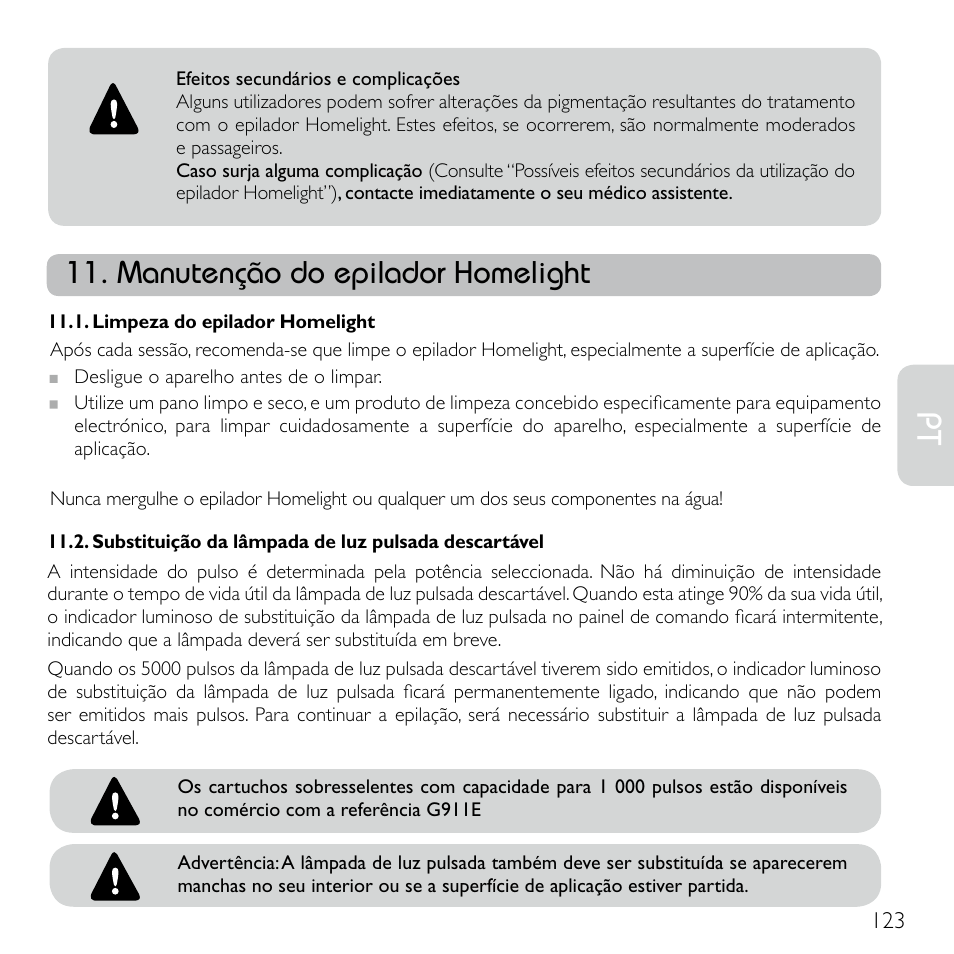 Manutenção do epilador homelight | Babyliss G920E Homelight Face & Body User Manual | Page 121 / 224