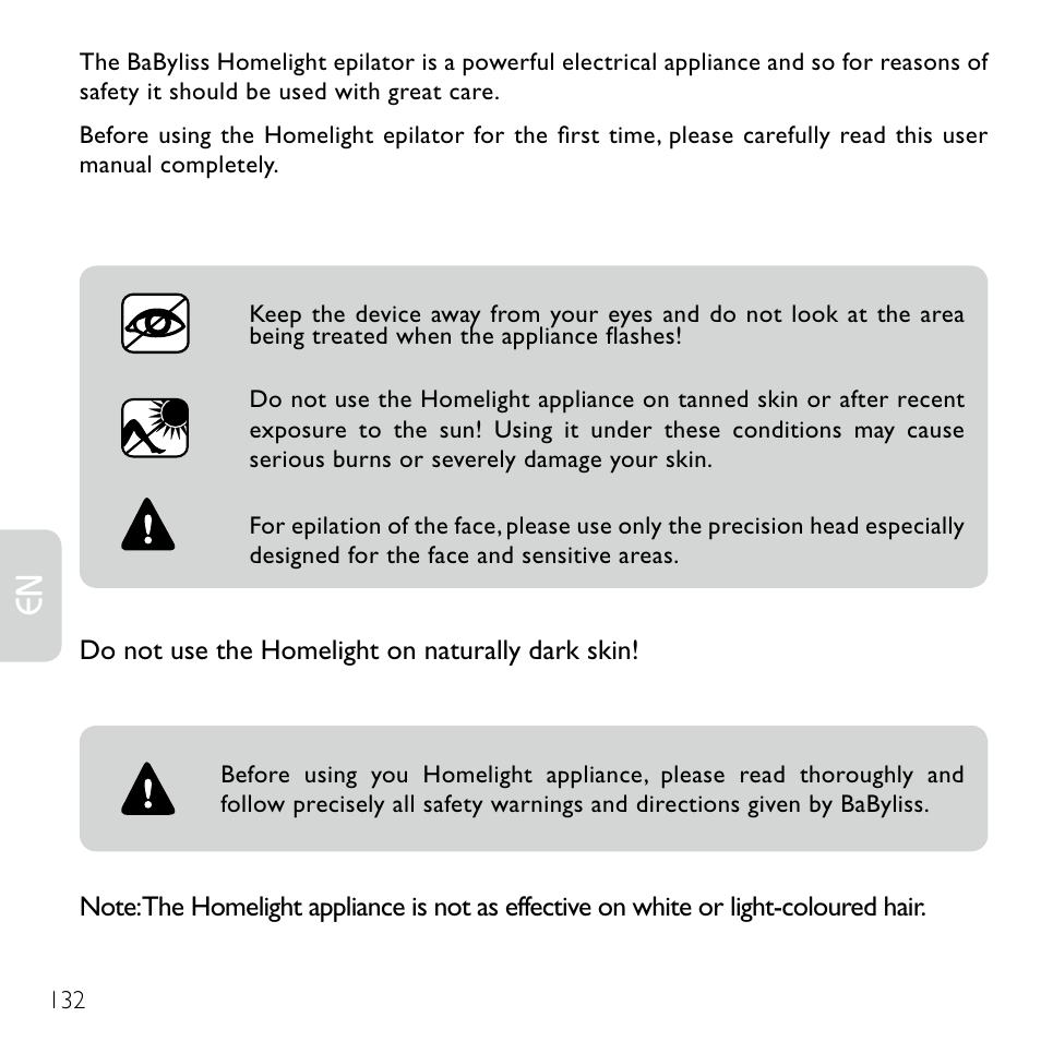 Babyliss G920E Homelight Face & Body User Manual | Page 130 / 224