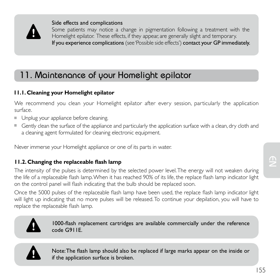 Maintenance of your homelight epilator | Babyliss G920E Homelight Face & Body User Manual | Page 153 / 224