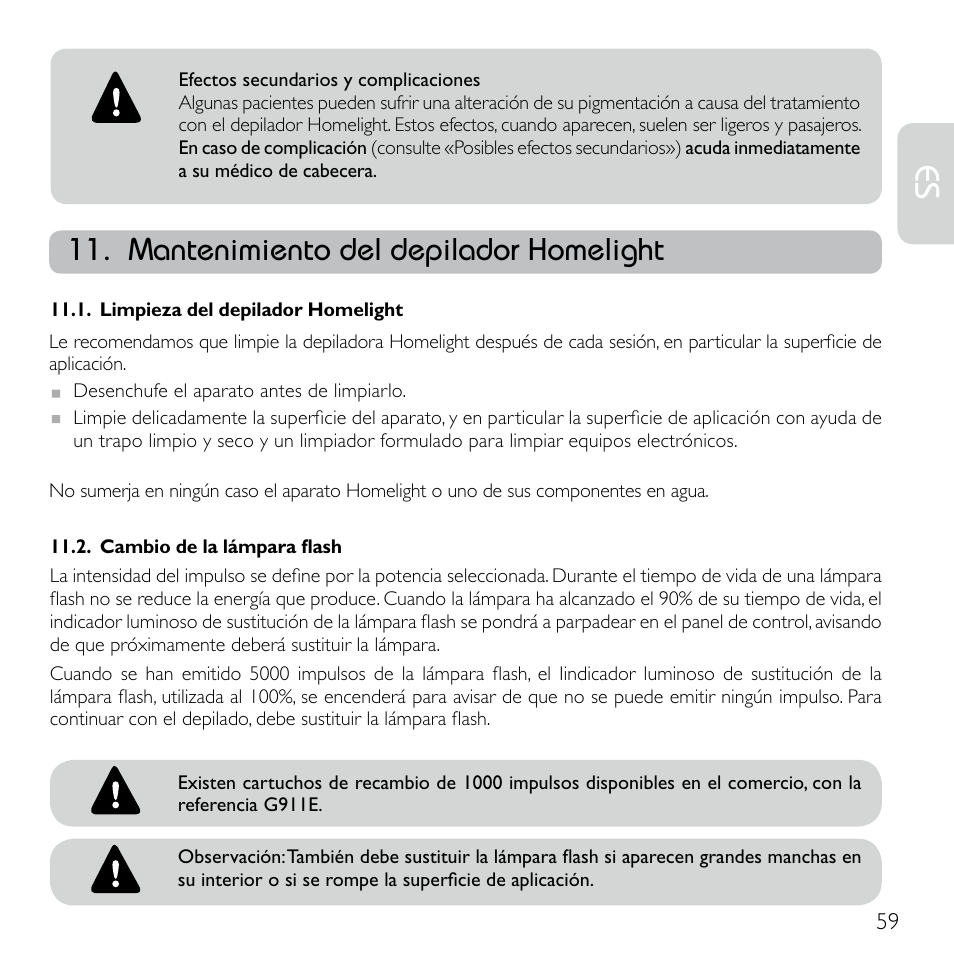 Mantenimiento del depilador homelight | Babyliss G920E Homelight Face & Body User Manual | Page 57 / 224