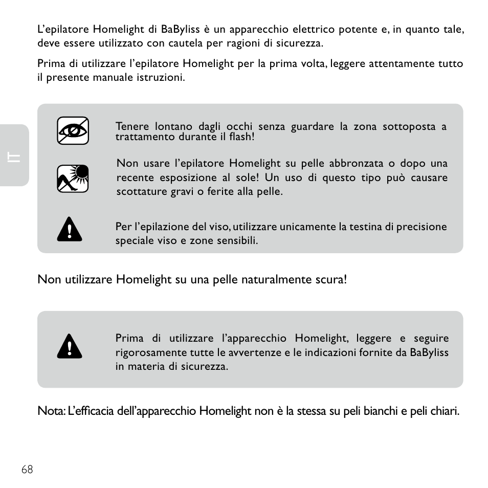 Babyliss G920E Homelight Face & Body User Manual | Page 66 / 224