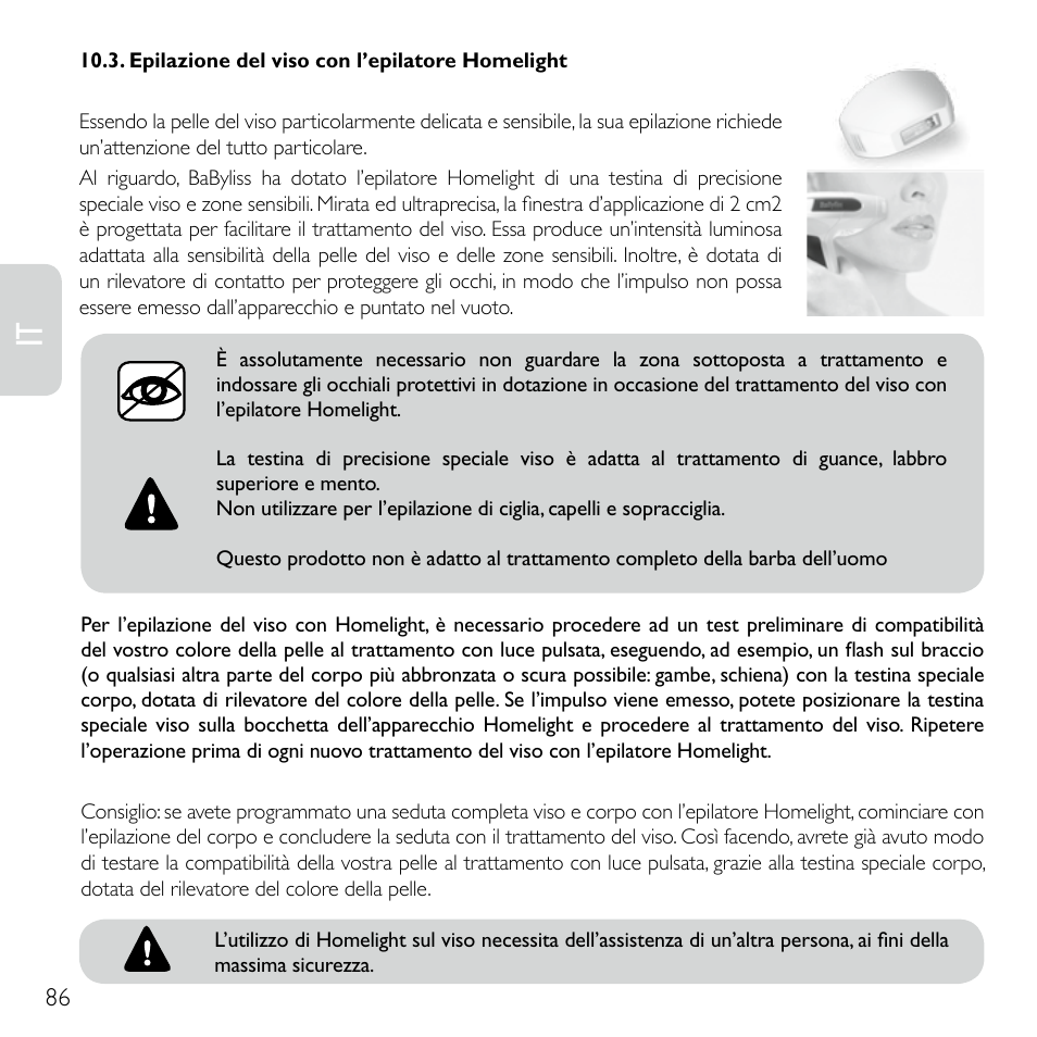 Babyliss G920E Homelight Face & Body User Manual | Page 84 / 224